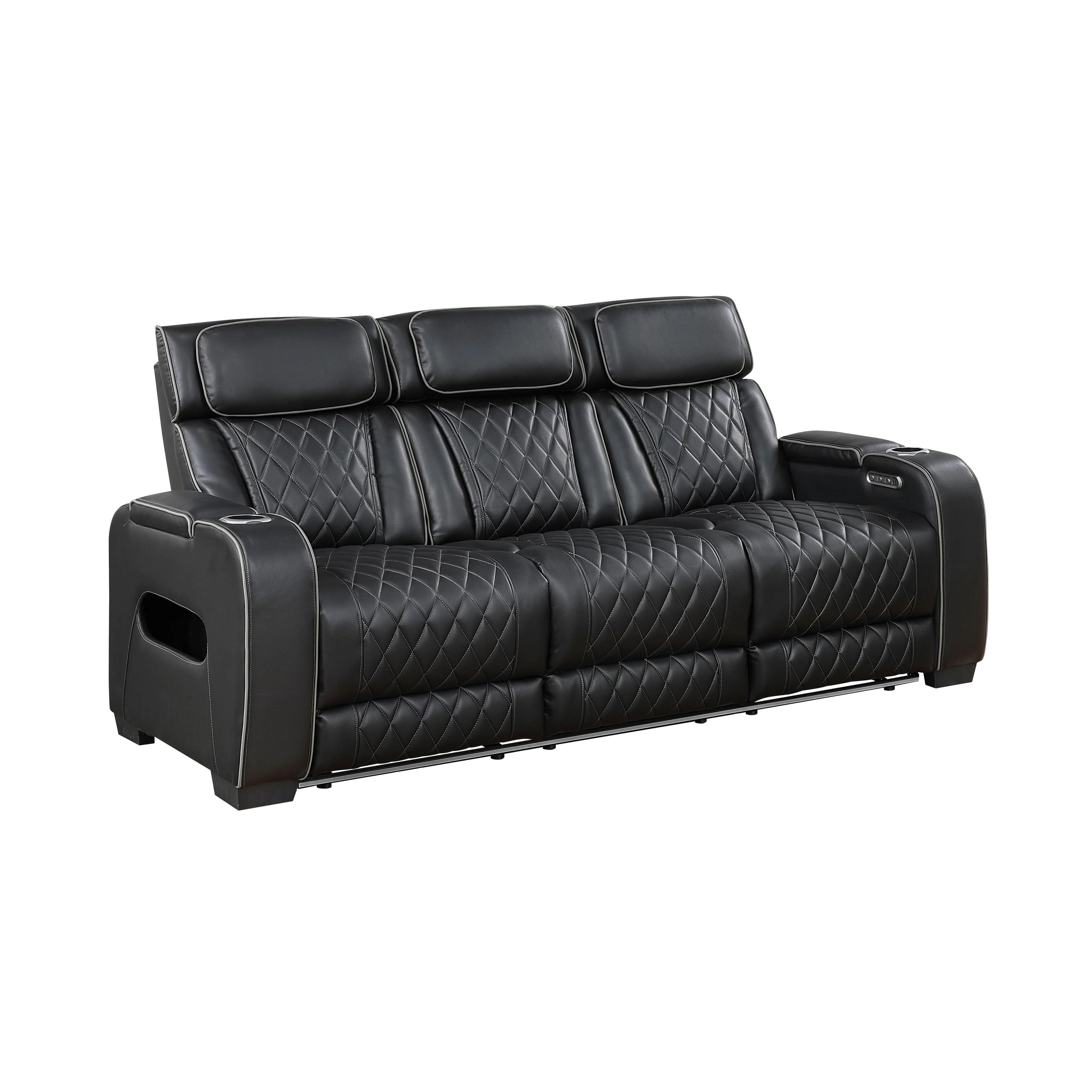 Fairway Black Power Double Reclining Sofa - Image 2