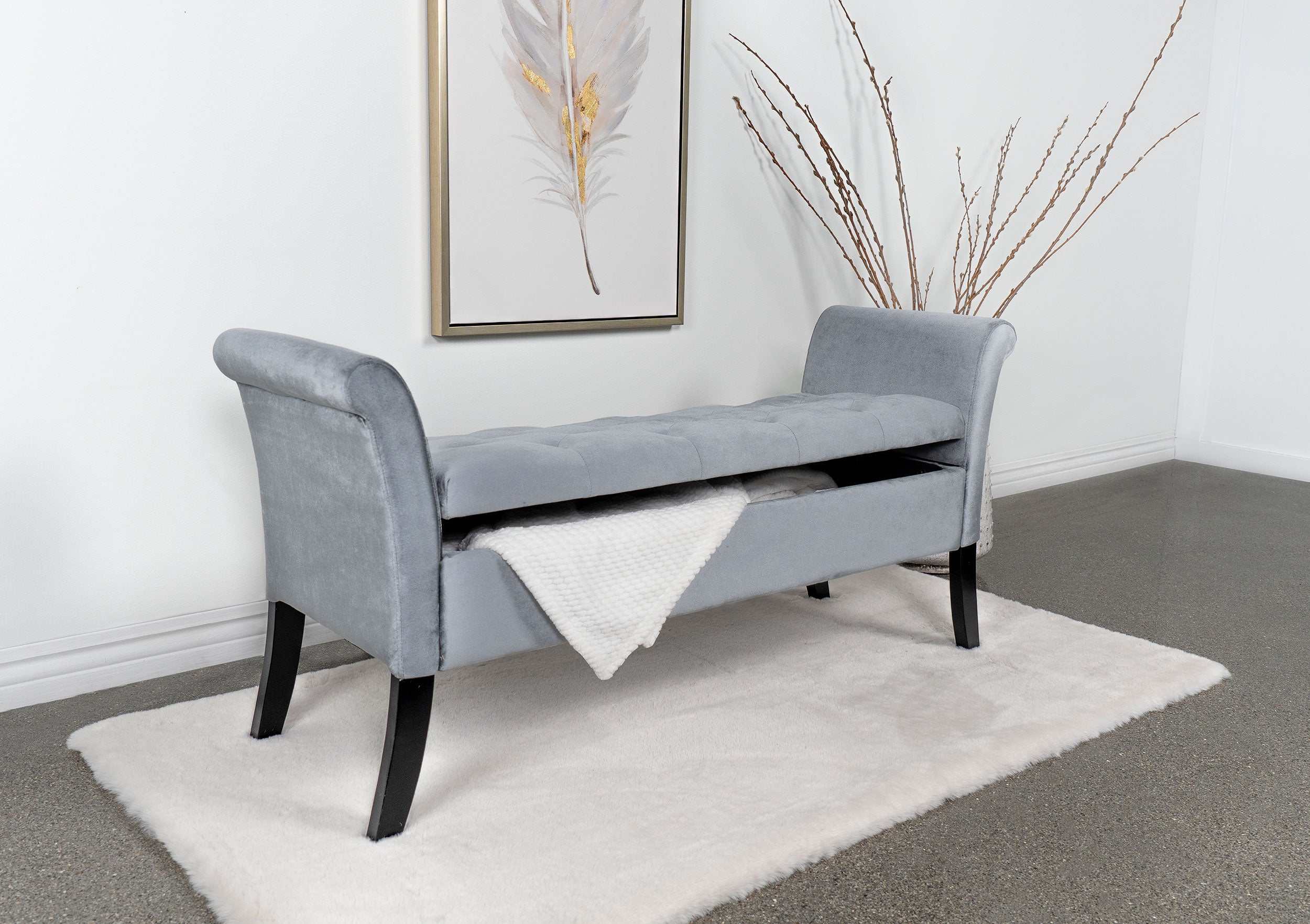 Farrah Silver / Black Storage Bench - Image 12