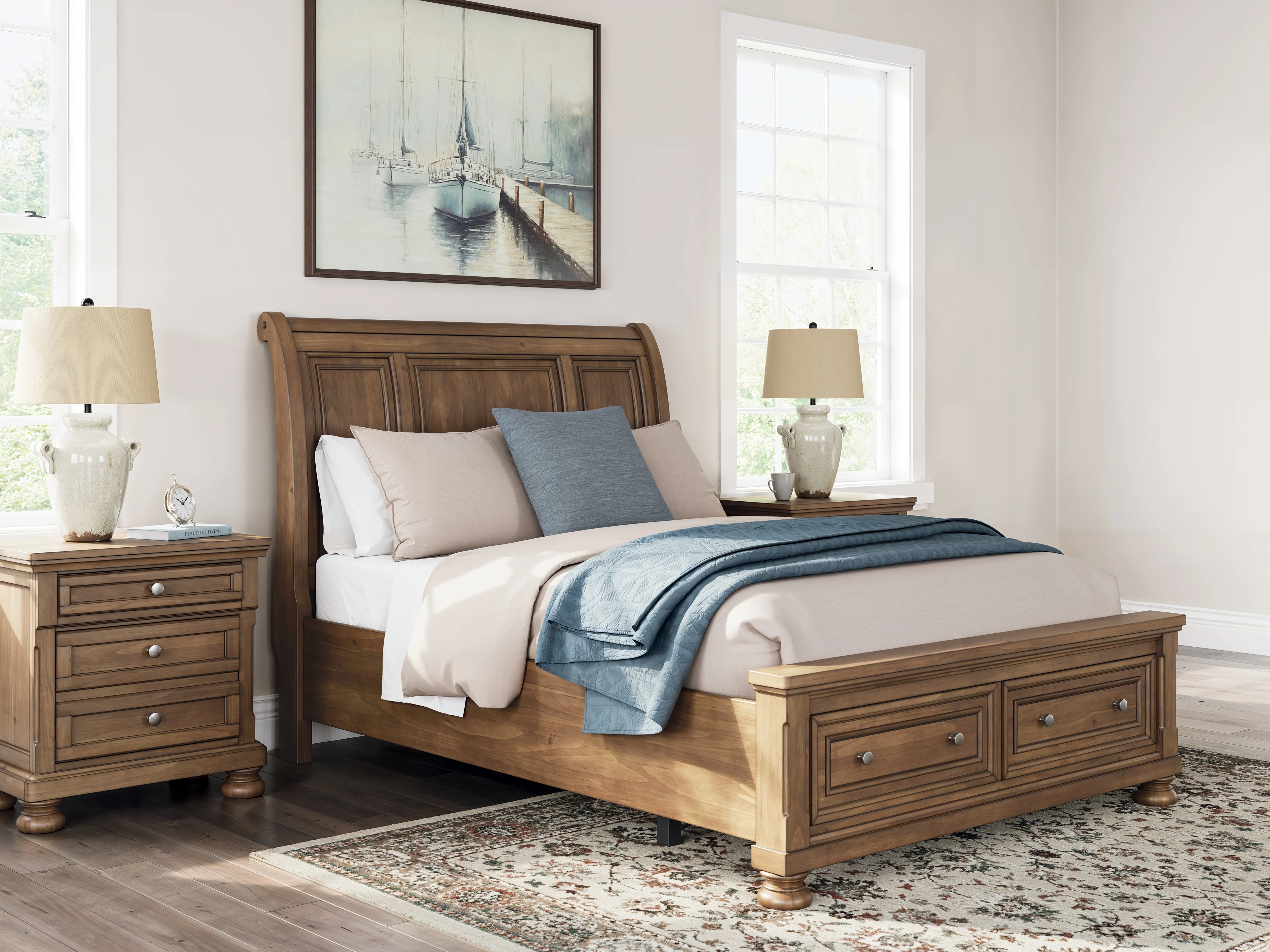 Feddinger Medium Brown Queen Sleigh Storage Bed, Dresser and Mirror (Online Special Price) - Image 18