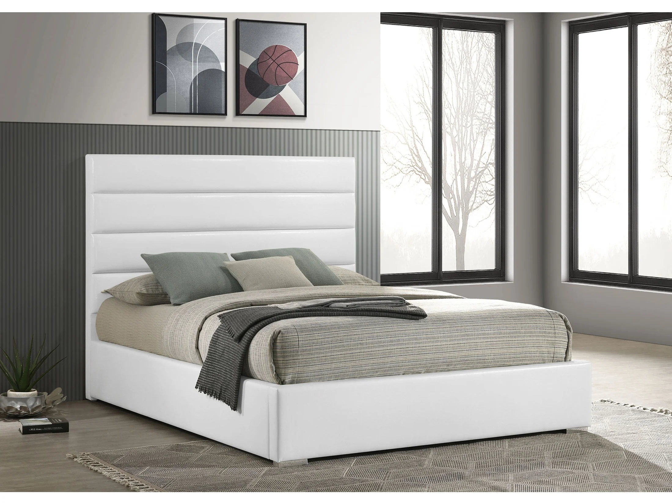 Felicity White 53-inch Upholstered Eastern King Platform Bed