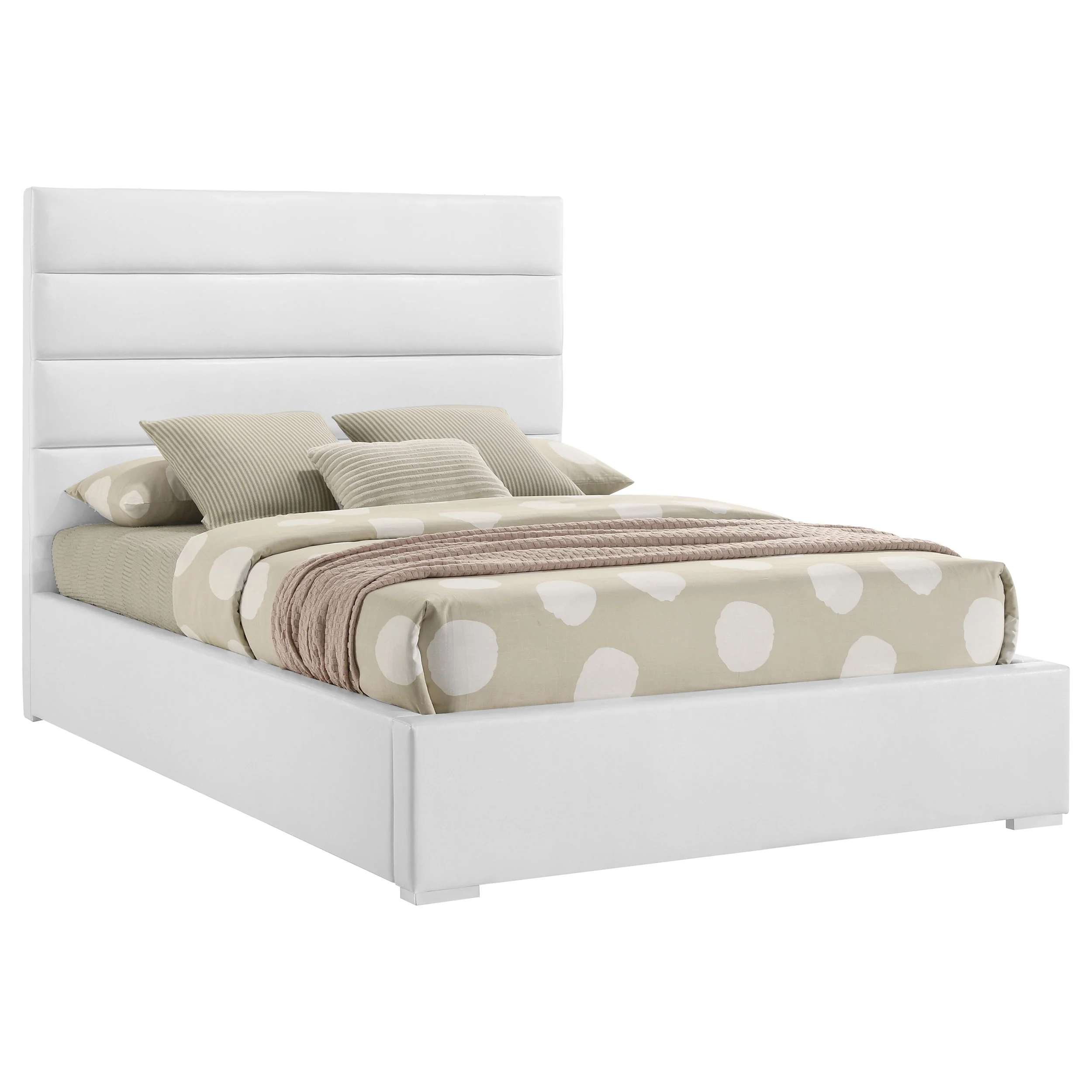 Felicity White 53-inch Upholstered Full Platform Bed - Image 3