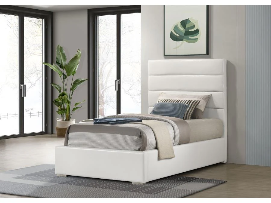 Felicity White 53-inch Upholstered Twin Platform Bed