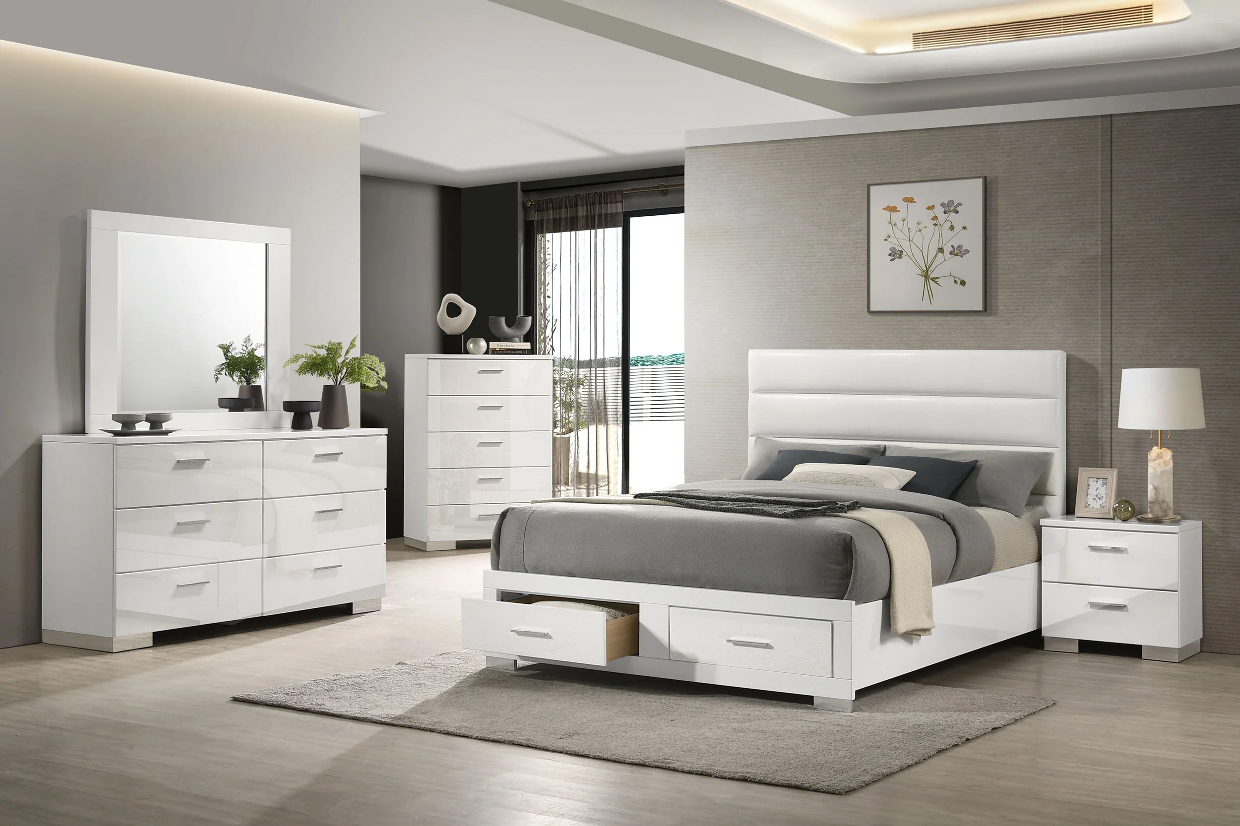 Felicity White High Gloss Eastern King Storage Bed - Image 10