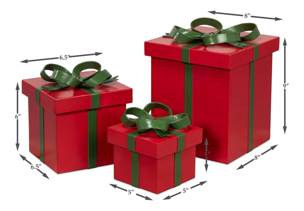 Ferrell Red Leather Holiday Boxes (Set of 3) - Image 9