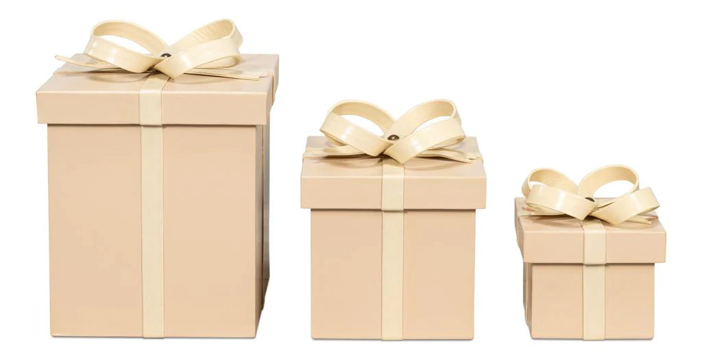 Ferrell Tan Leather Holiday Boxes (Set of 3) - Image 4
