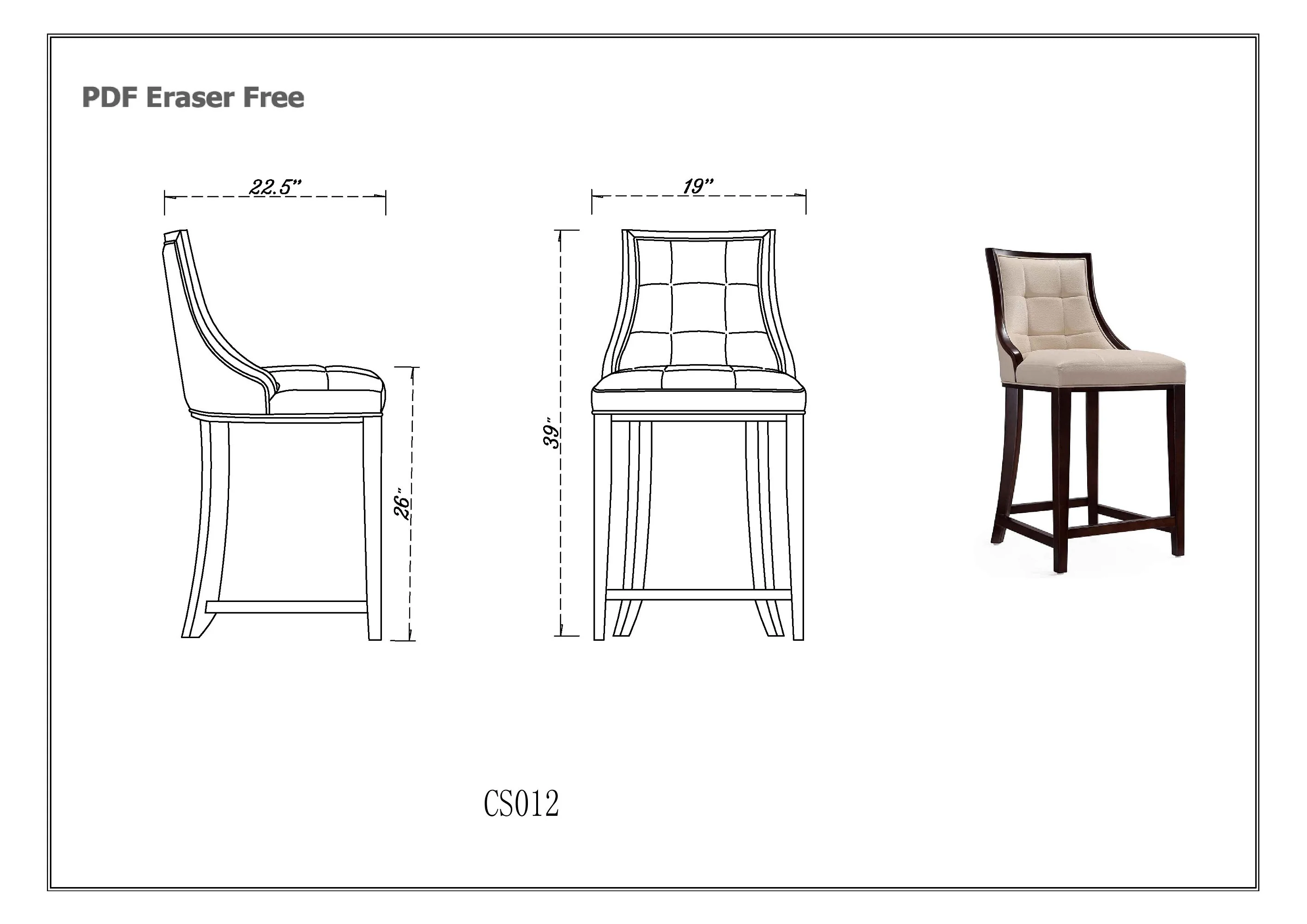 Fifth Ave Counter Stool in Pearl White and Walnut (set of 3) - Image 3
