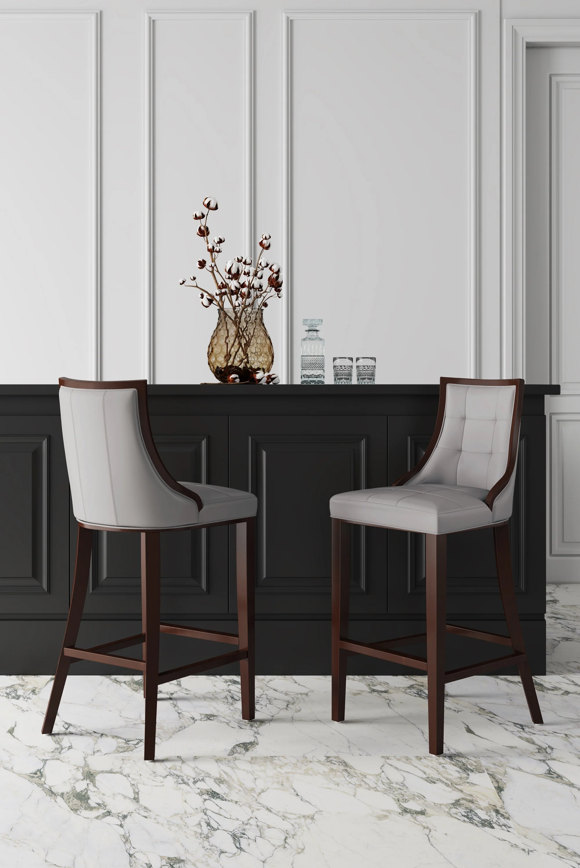 Fifth Avenue Faux Leather Barstool in Light Grey (set of 2) - Image 2