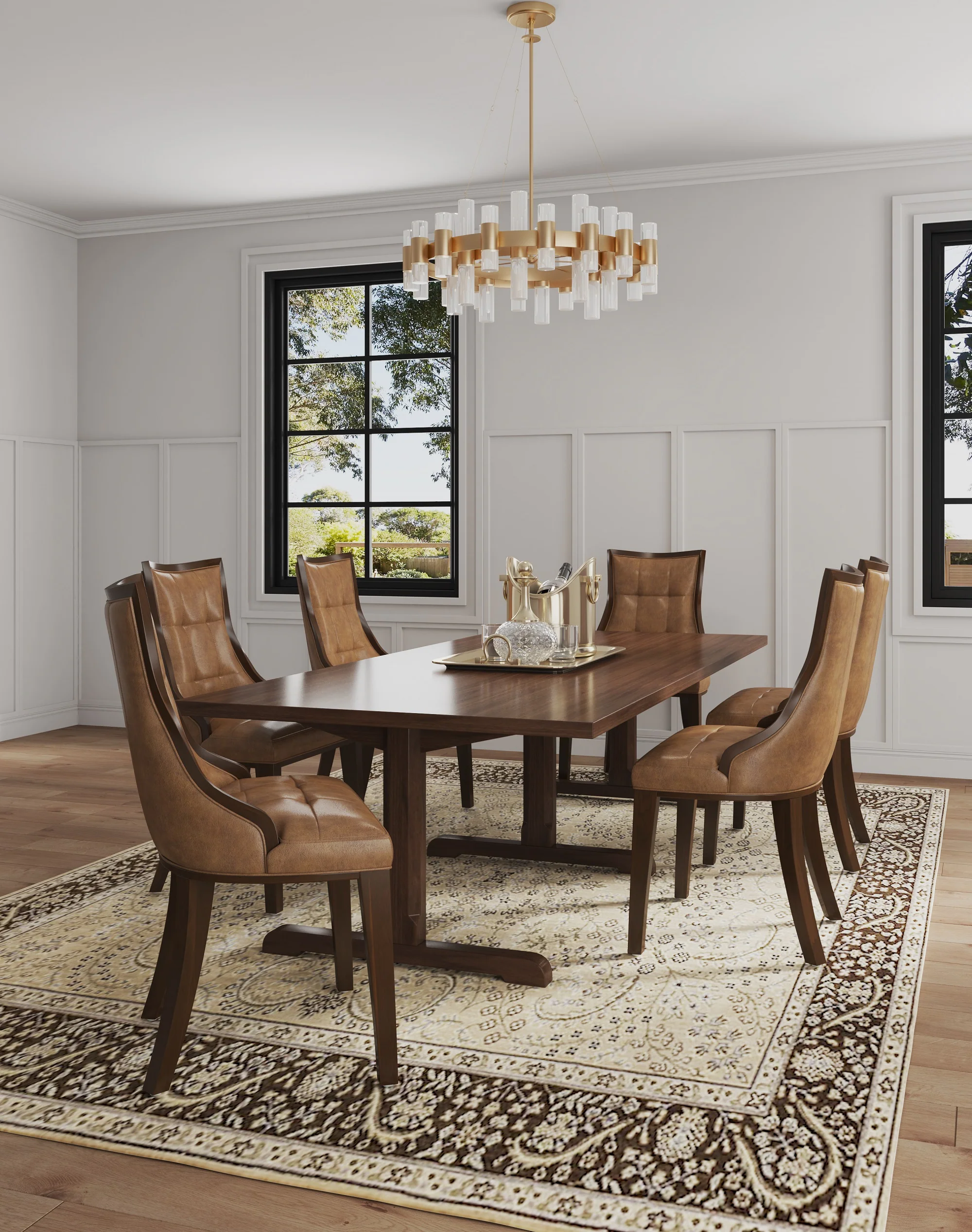 Fifth Avenue Faux Leather Dining Chair (Set of Two) in Saddle and Walnut - Image 2