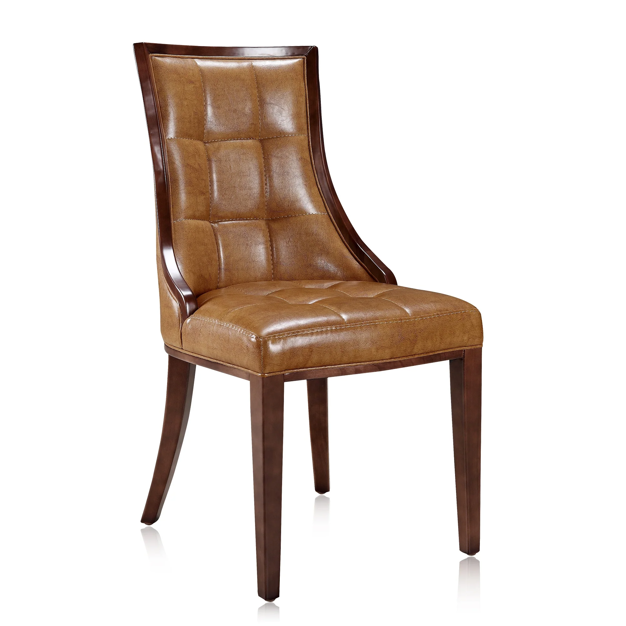 Fifth Avenue Faux Leather Dining Chair (Set of Two) in Saddle and Walnut - Image 5