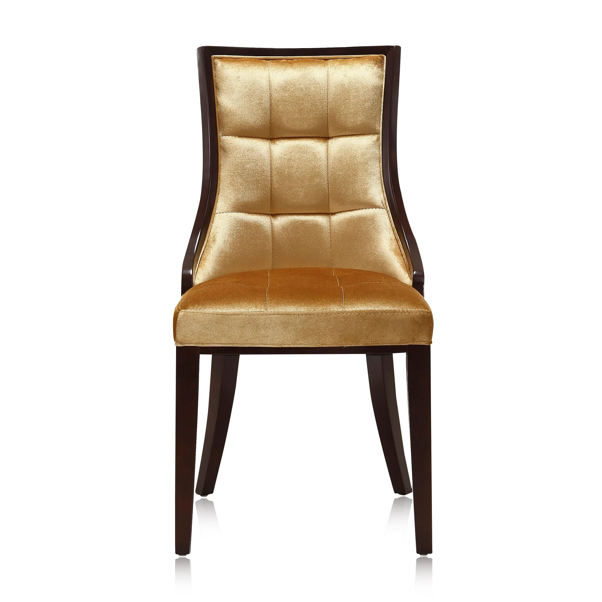 Fifth Avenue Velvet Dining Chair (Set of Two) in Antique Gold and Walnut - Image 4