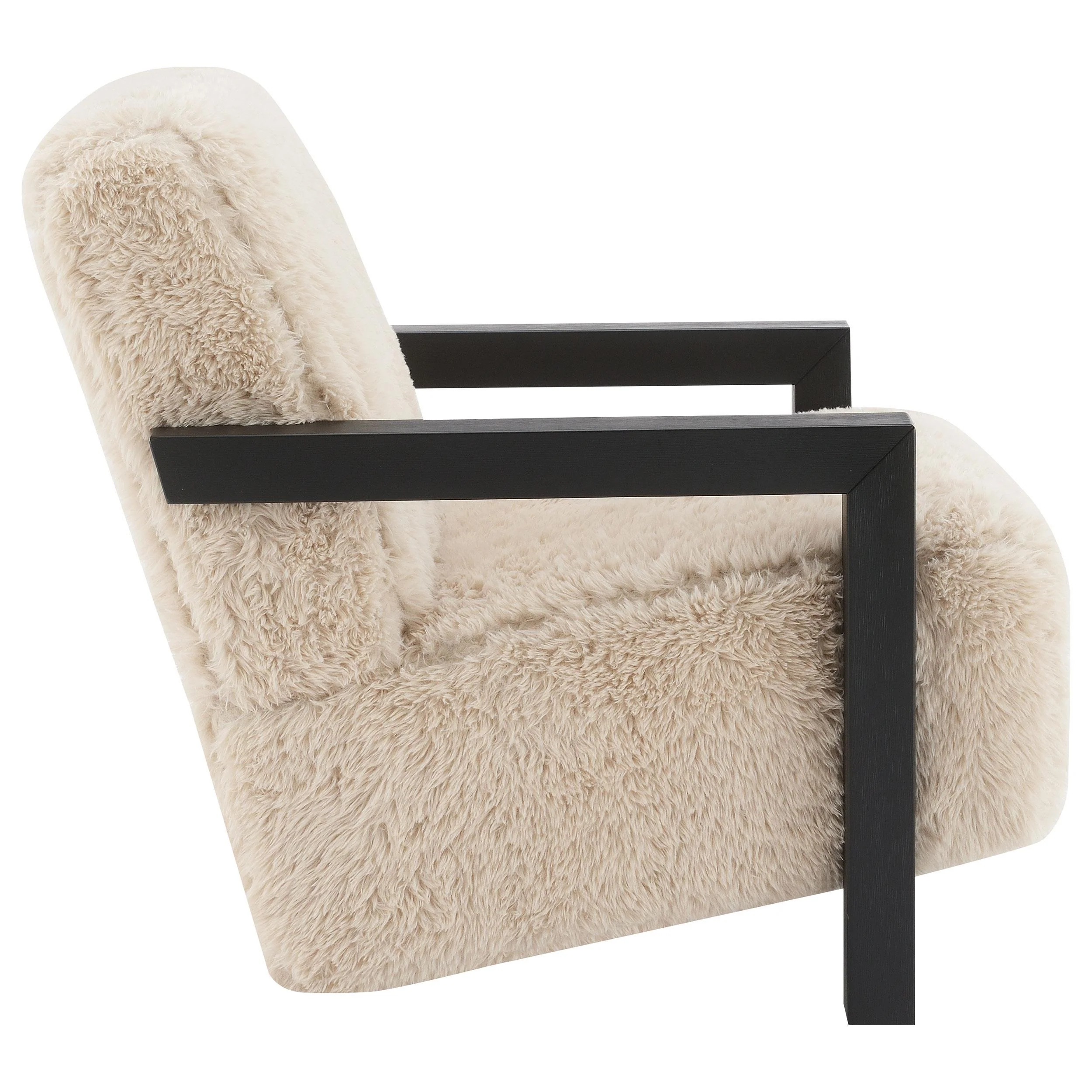 Fitzroy Latte Faux Fur Upholstered Chair Solid Wood Arms - Image 9