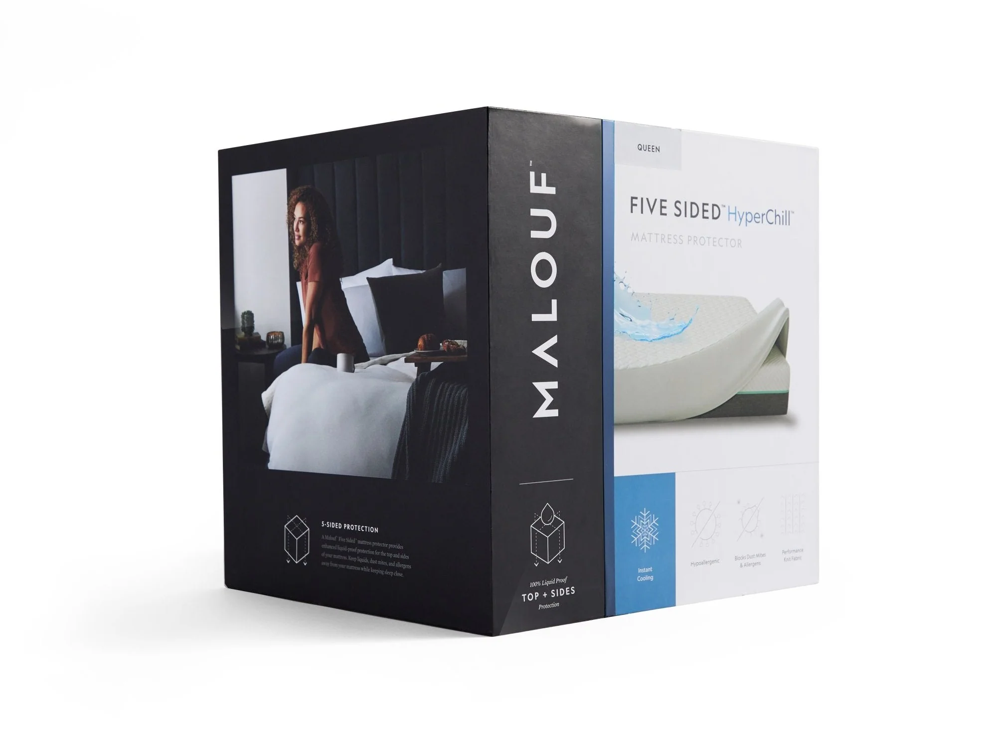 Five Sided+ HyperChill White Split Head Cal King Mattress Protector