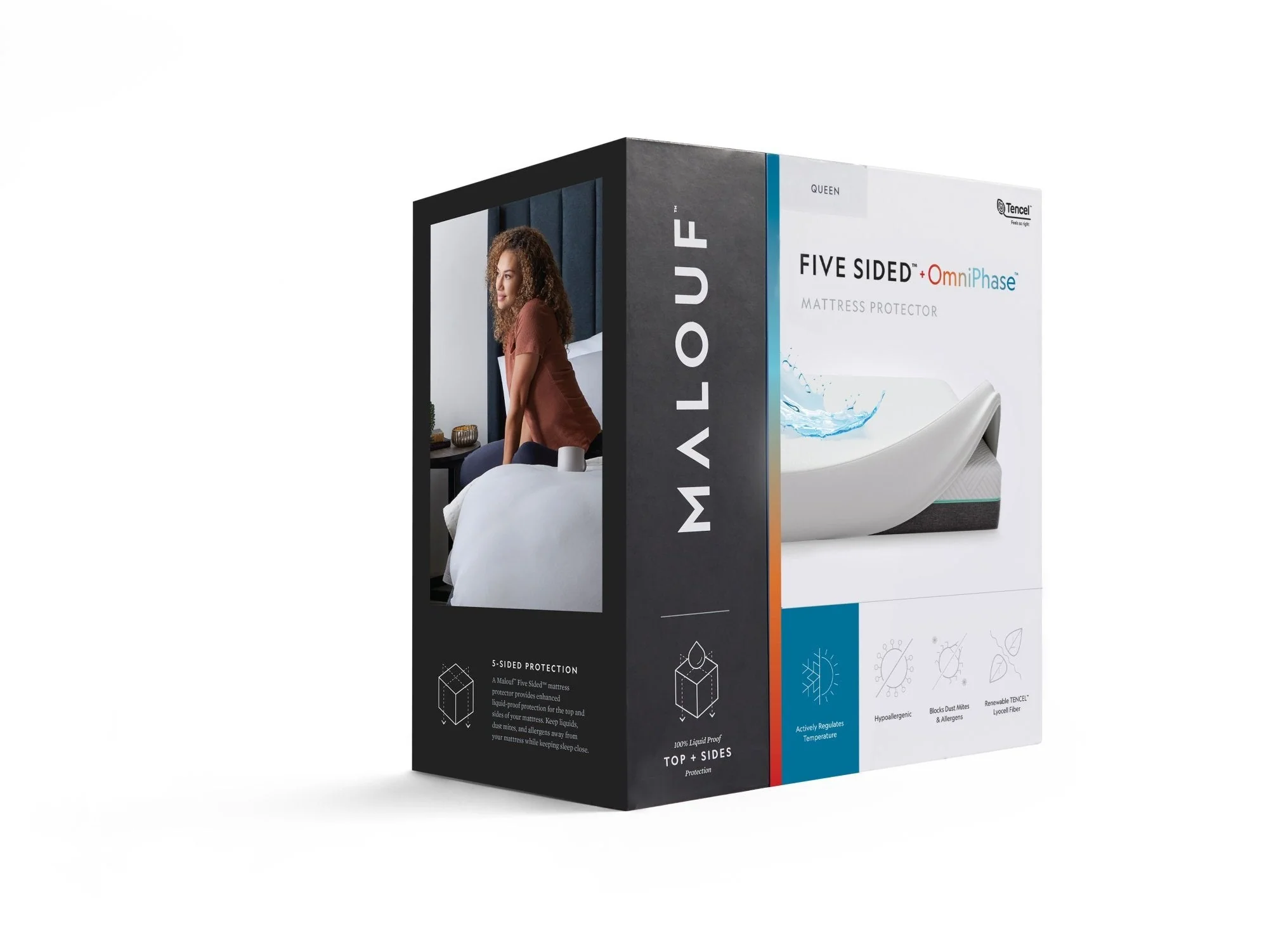 Five Sided Omniphase White King Mattress Protector