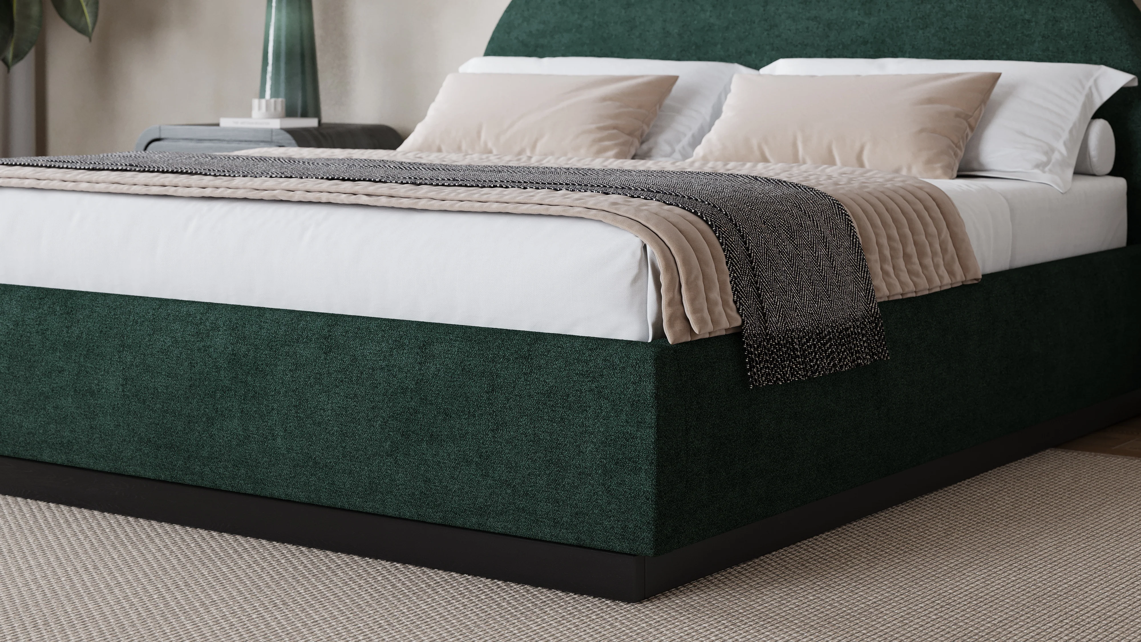 Flex Eastern King Upholstered Bed in Emerald Chenille - Image 3