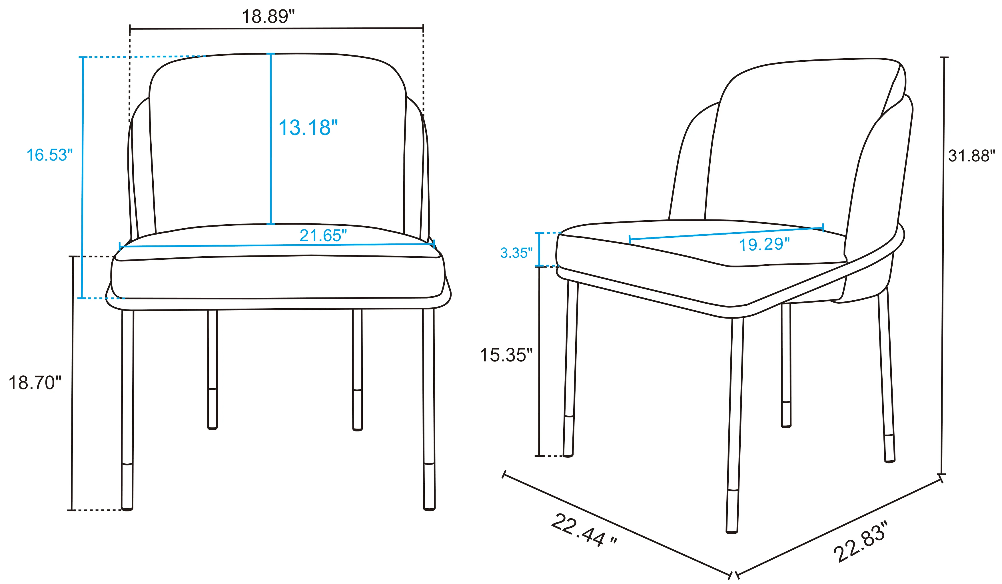 Flor Dining Chair in Black - Image 3