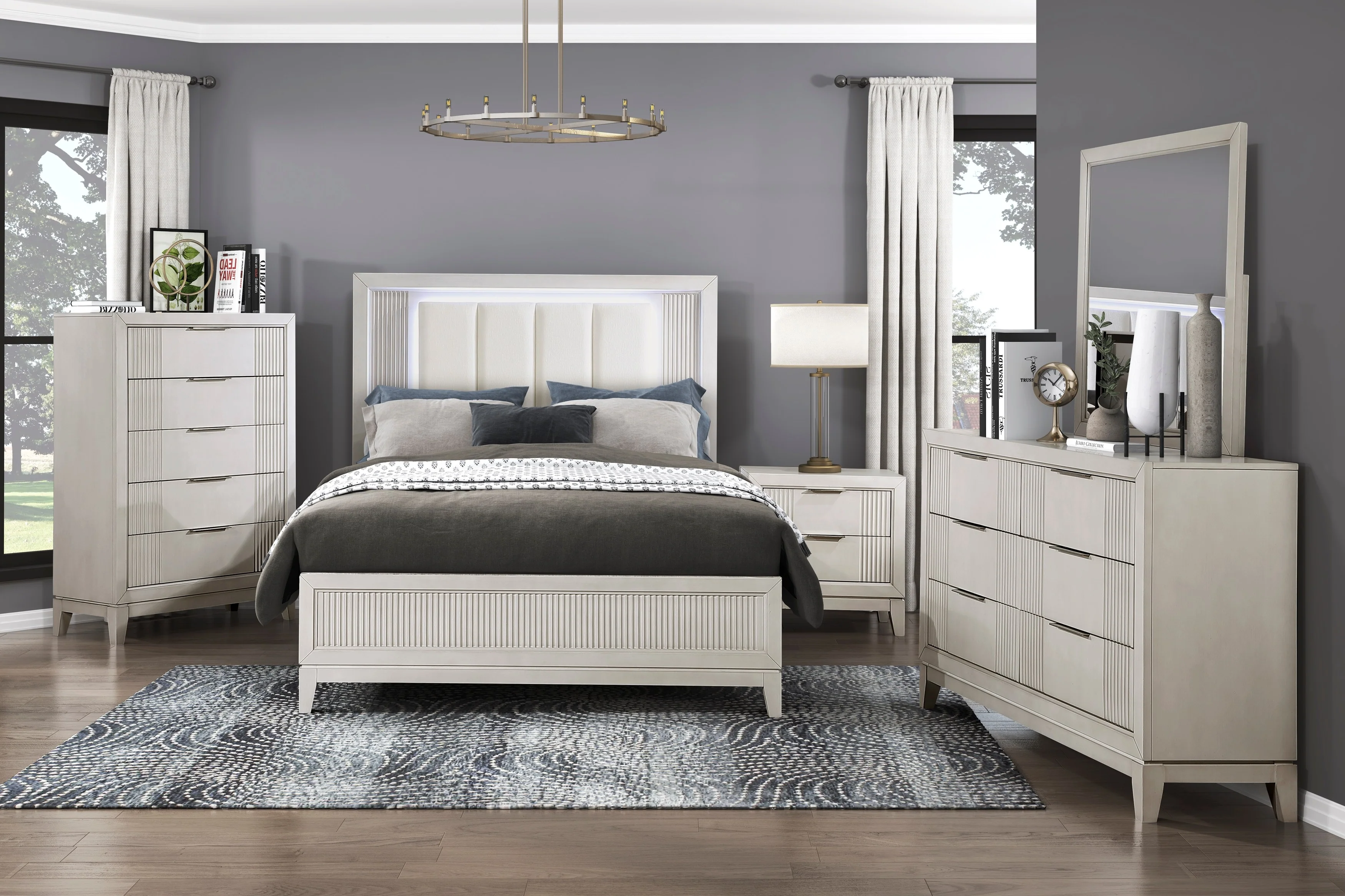 Florence Antique White/Ivory 4-Piece Queen Bedroom Set - Image 15
