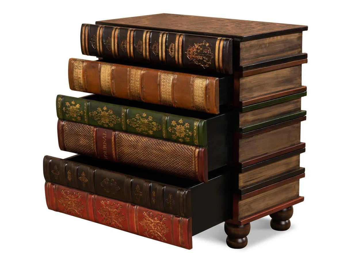 Florentine Multi Color Books Chairside Chest