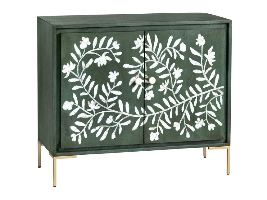 Flourish Green/White Two-Door Cabinet