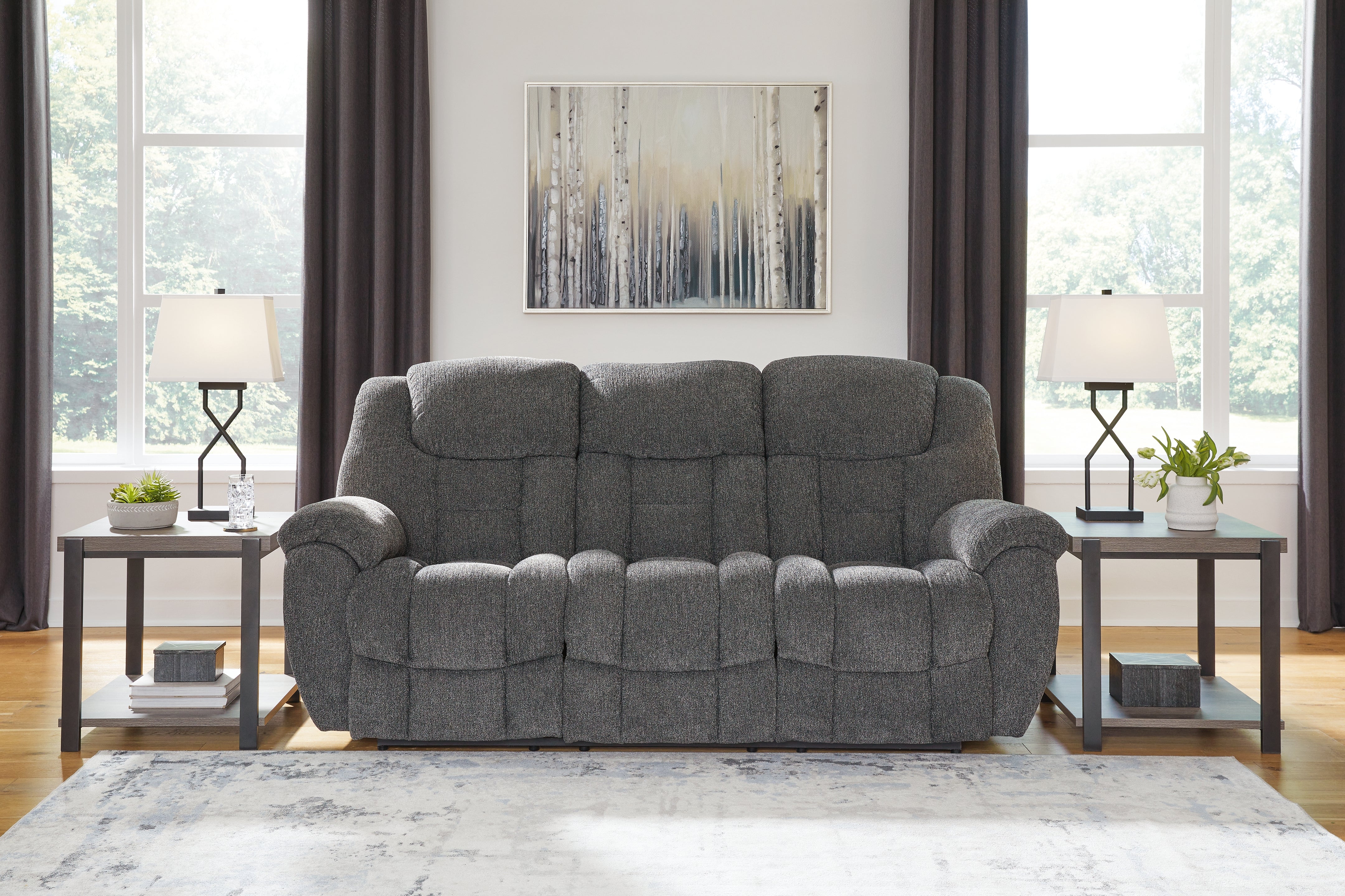Foreside Charcoal Reclining Sofa and Loveseat - Image 12