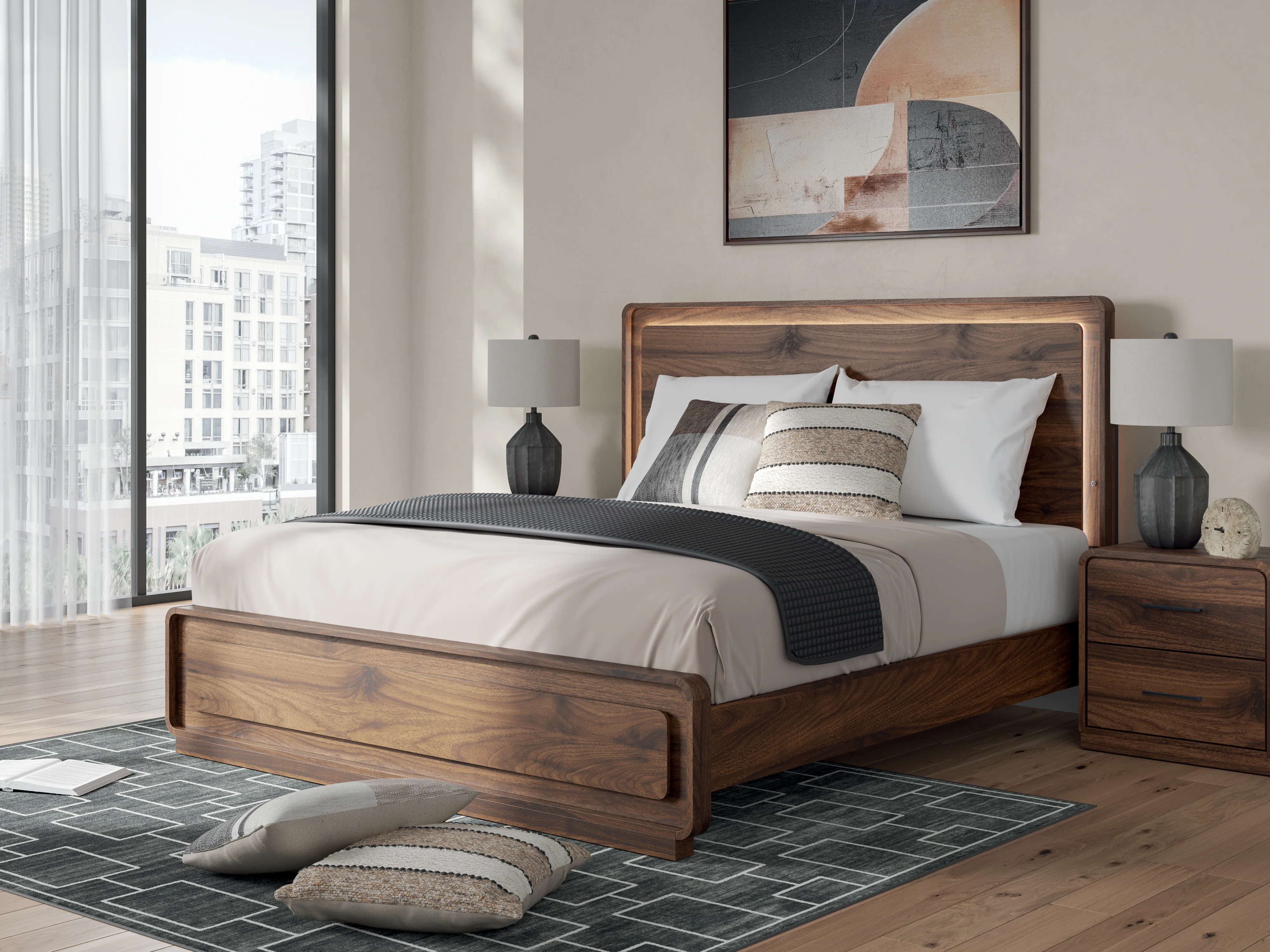 Fortlorn Walnut Brown King Panel Bed and 2 Nightstands (Online Special Price) - Image 16