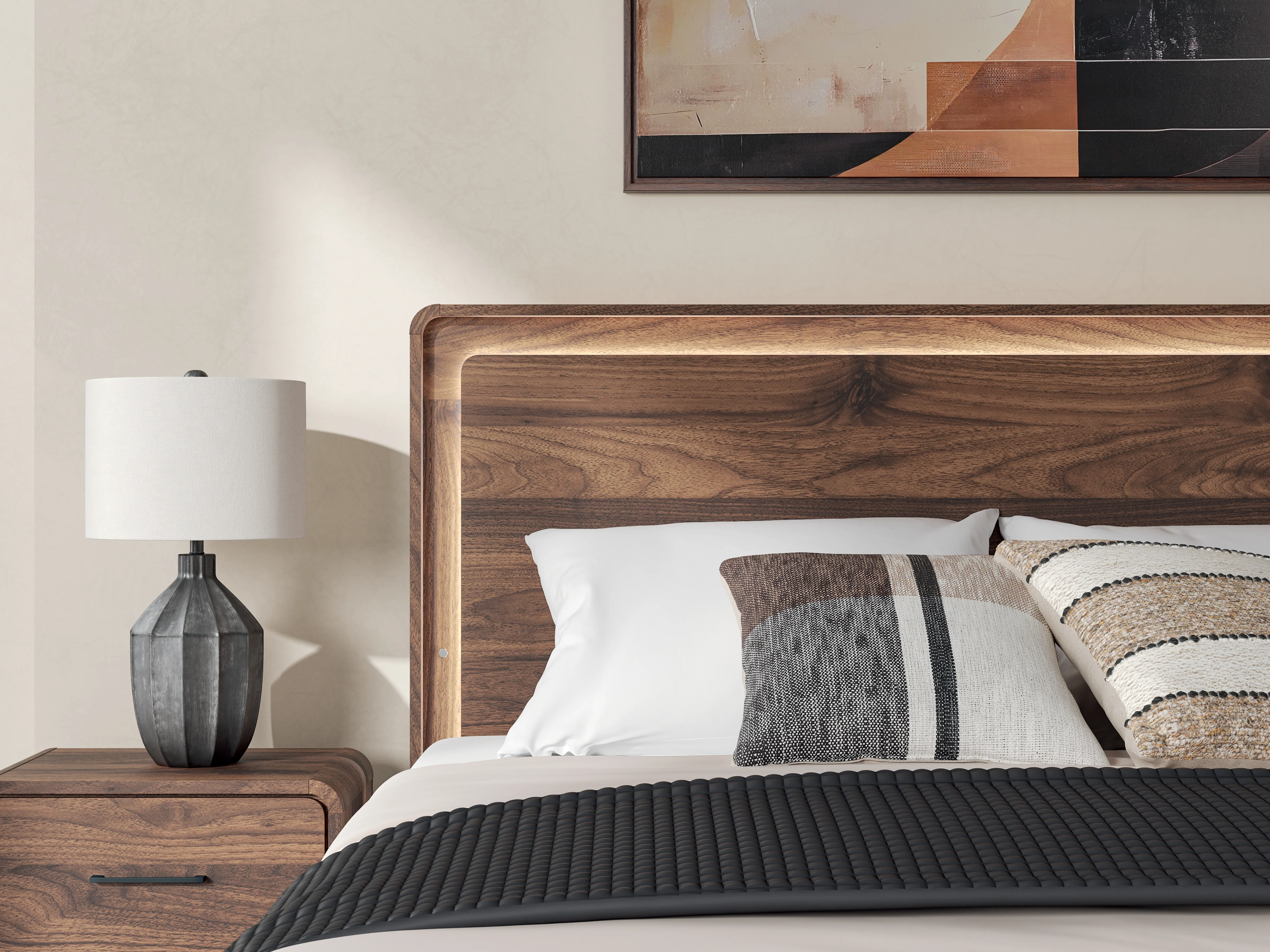 Fortlorn Walnut Brown King Panel Bed, Dresser and Nightstand (Online Special Price) - Image 28