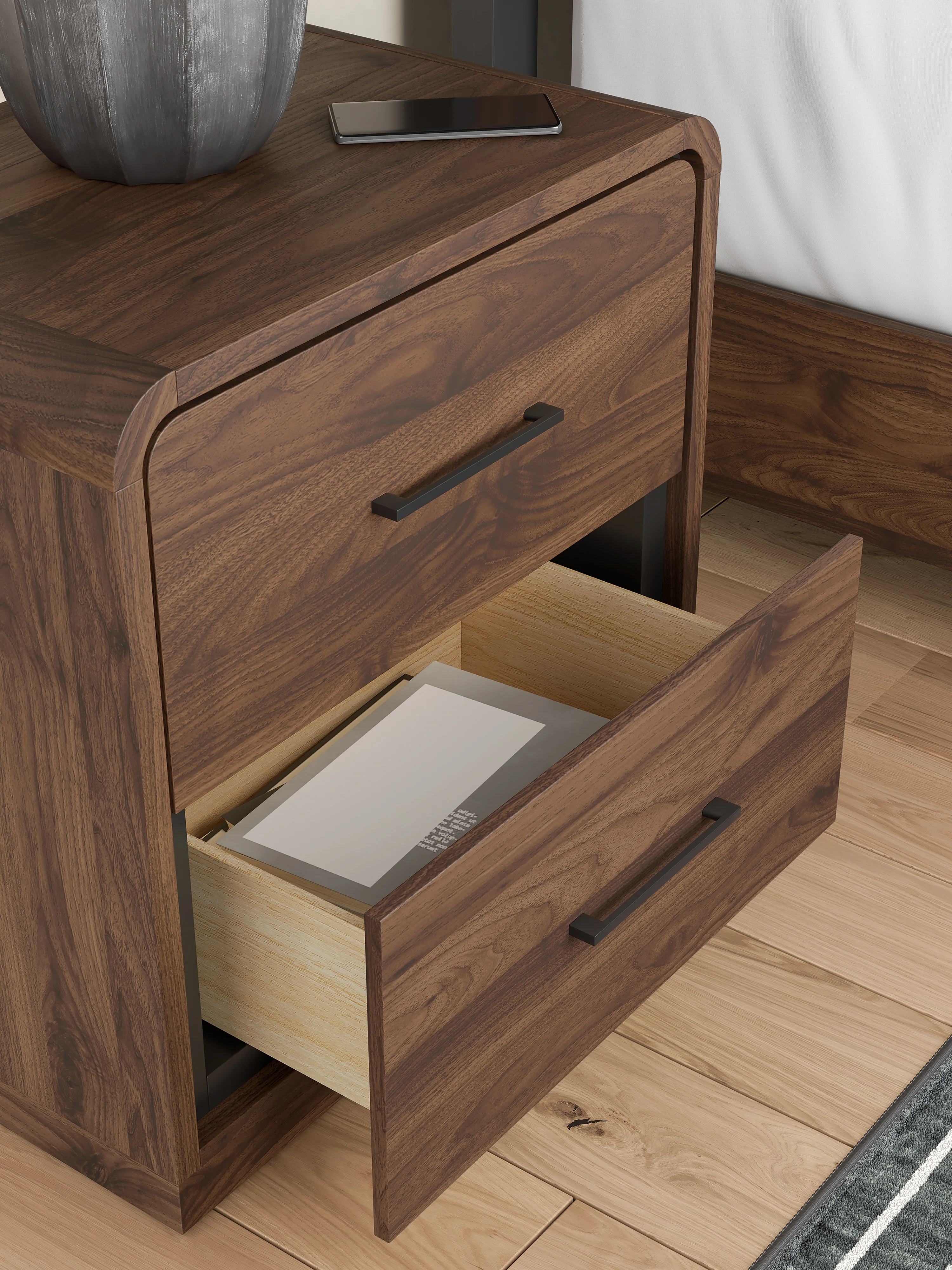 Fortlorn Walnut Brown Queen Panel Bed, Dresser, Mirror and Nightstand - Image 28