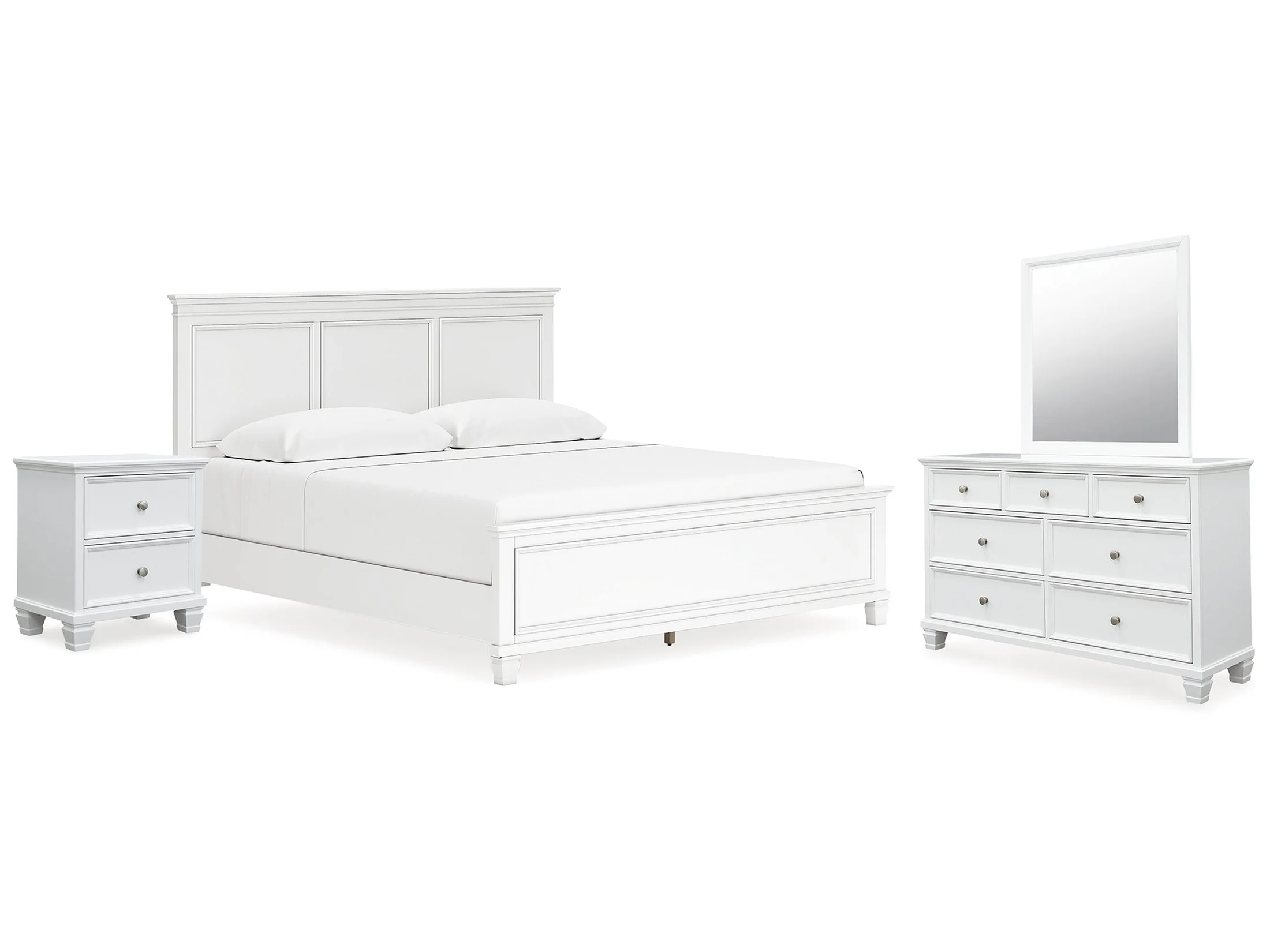 Fortman White California King Panel 4-Piece Bedroom Set