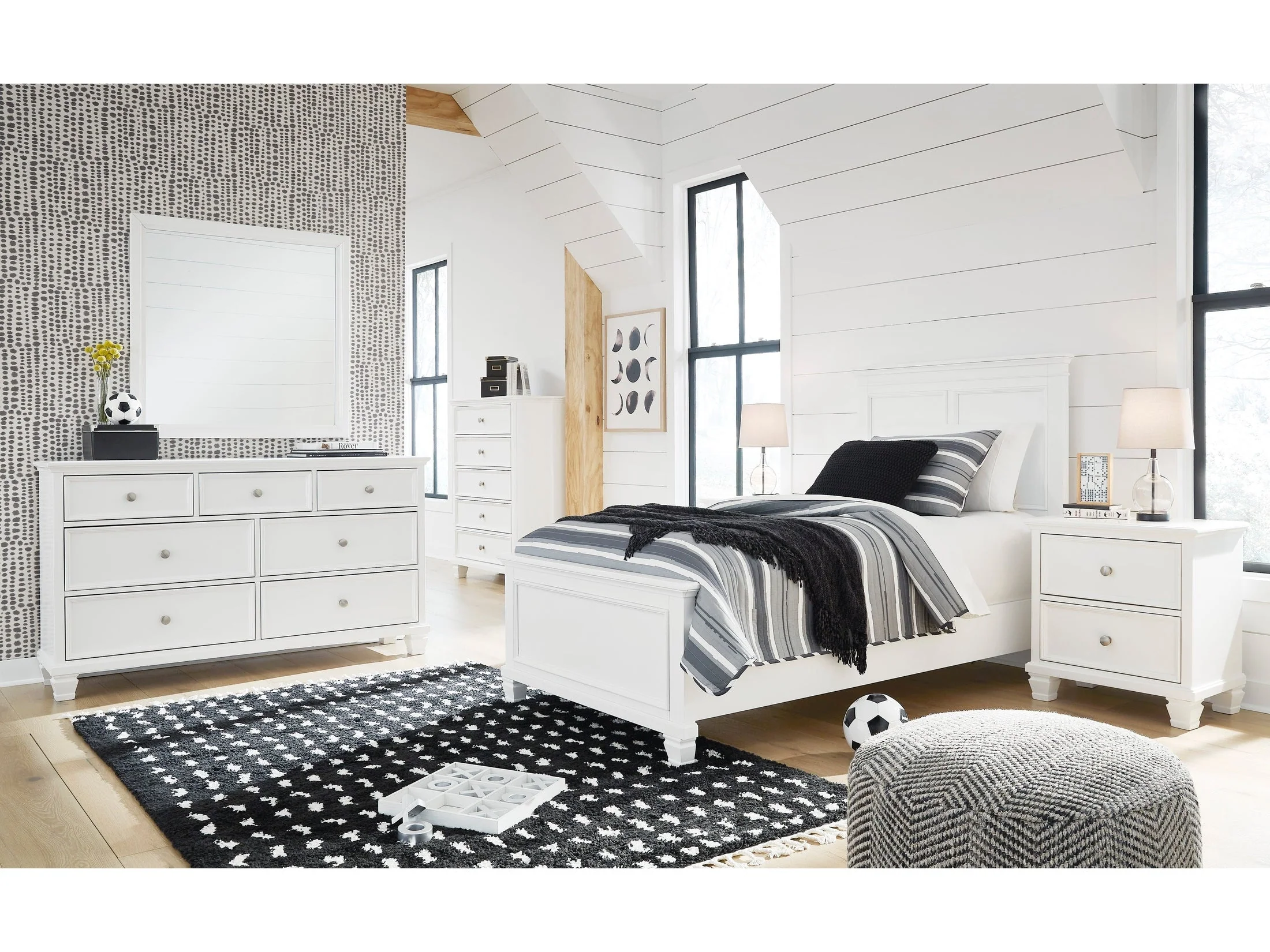 Fortman White Full Panel 5-Piece Bedroom Set w/ 2 Nightstands (Online Special Price) - Image 25