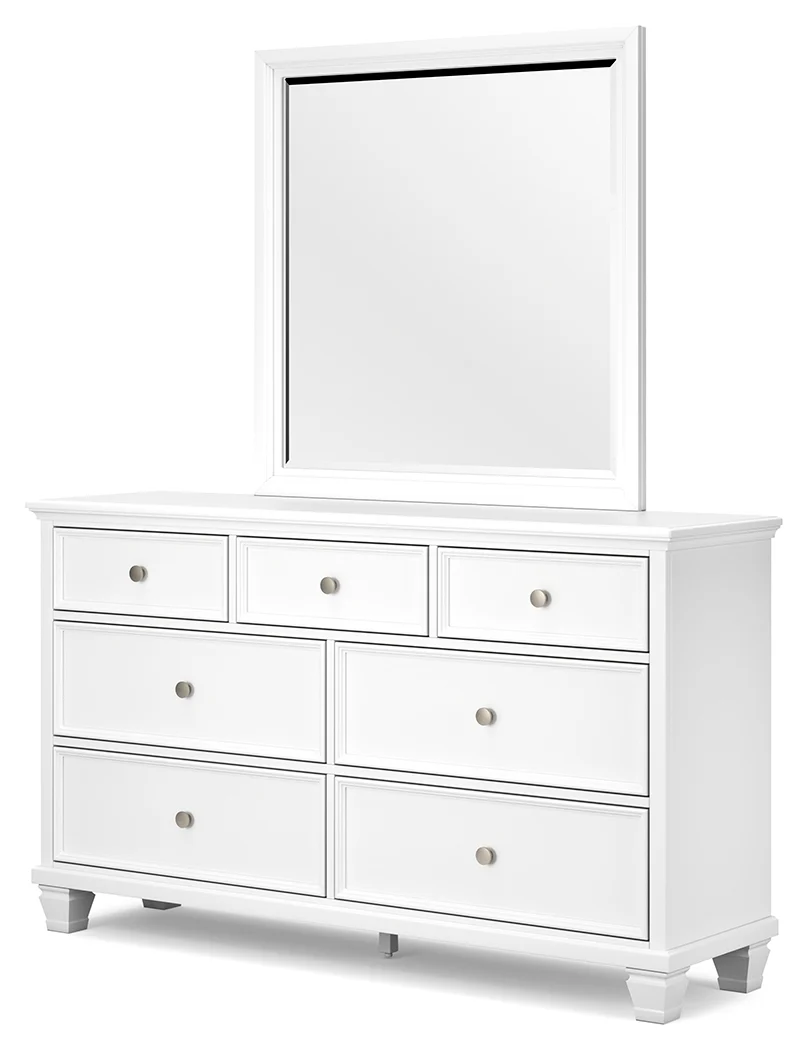 Fortman White King Panel Bedroom Set with Dresser, Mirror, Chest and 2 Nightstands - Image 8
