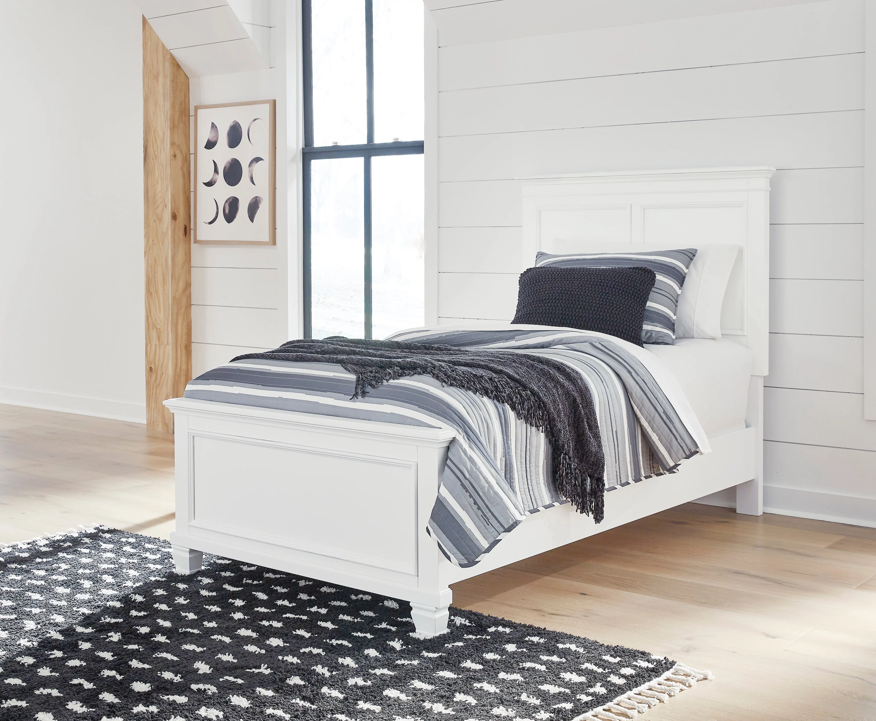Fortman White Twin Panel 6-Piece Bedroom Set w/ 2 Nightstands (Online Special Price) - Image 2