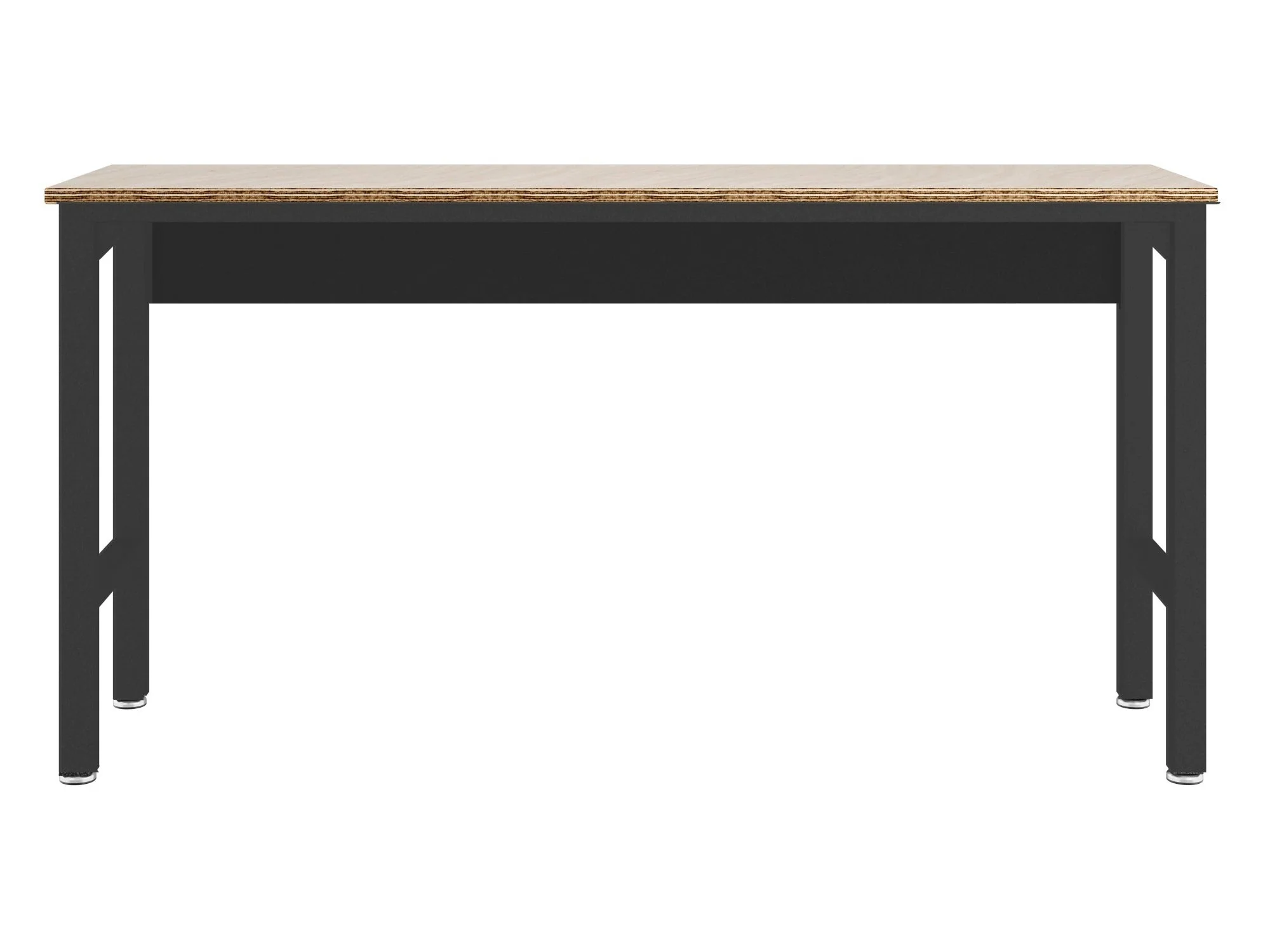 Fortress Natural Wood and Steel Garage Table in Charcoal Grey