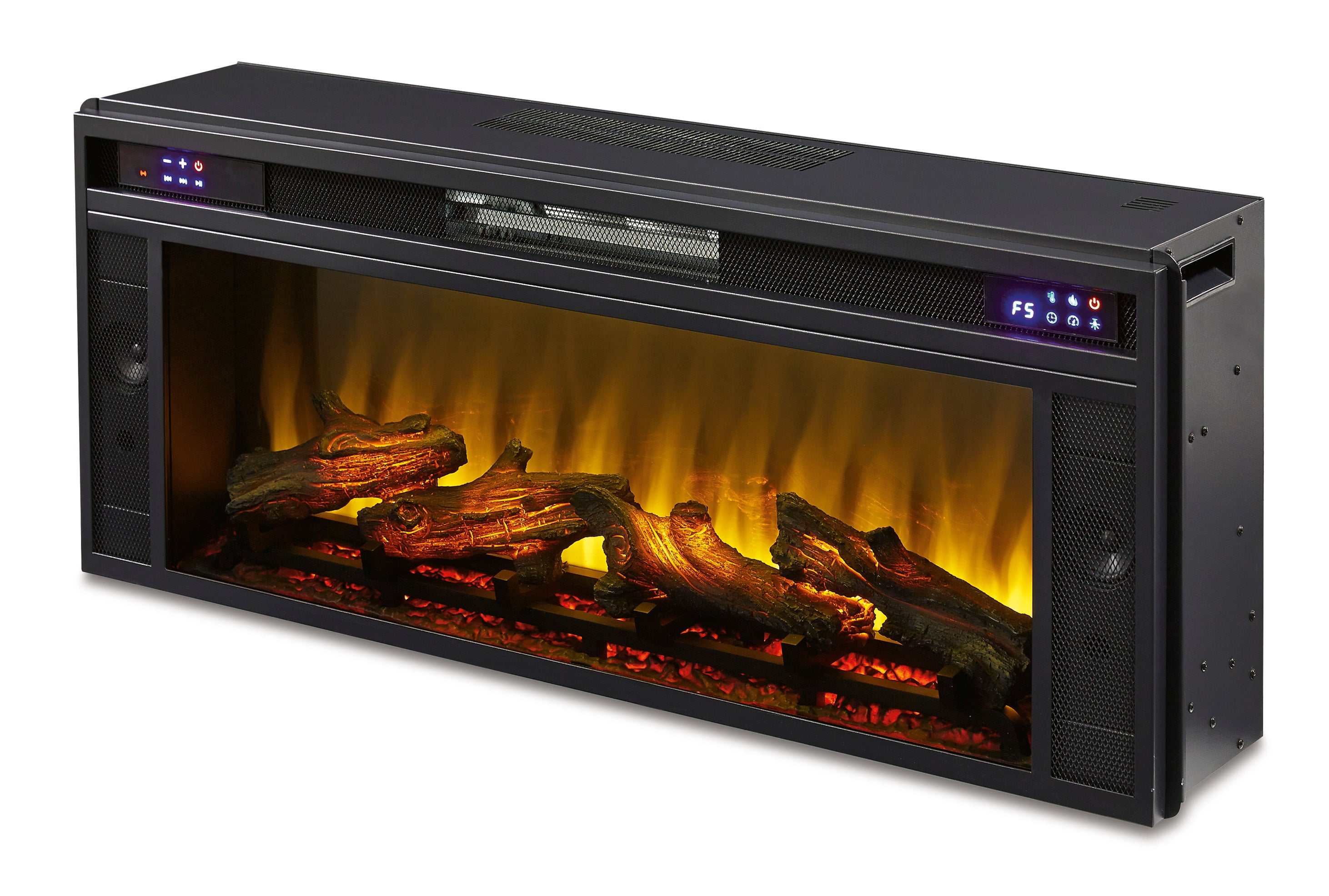 Foyland Black & Brown 83" TV Stand w/ Electric Fireplace Insert - Image 11