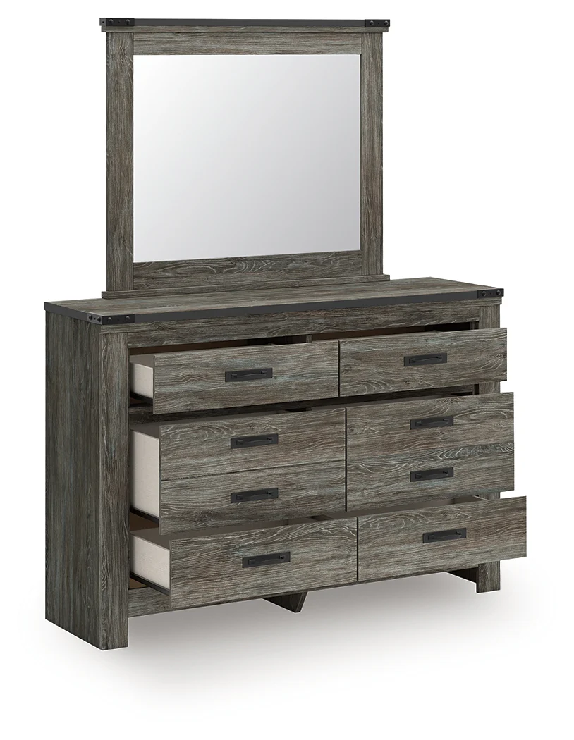 Frandern Gray Full Bookcase Panel Bed with Storage, Dresser, Mirror and Chest - Image 4