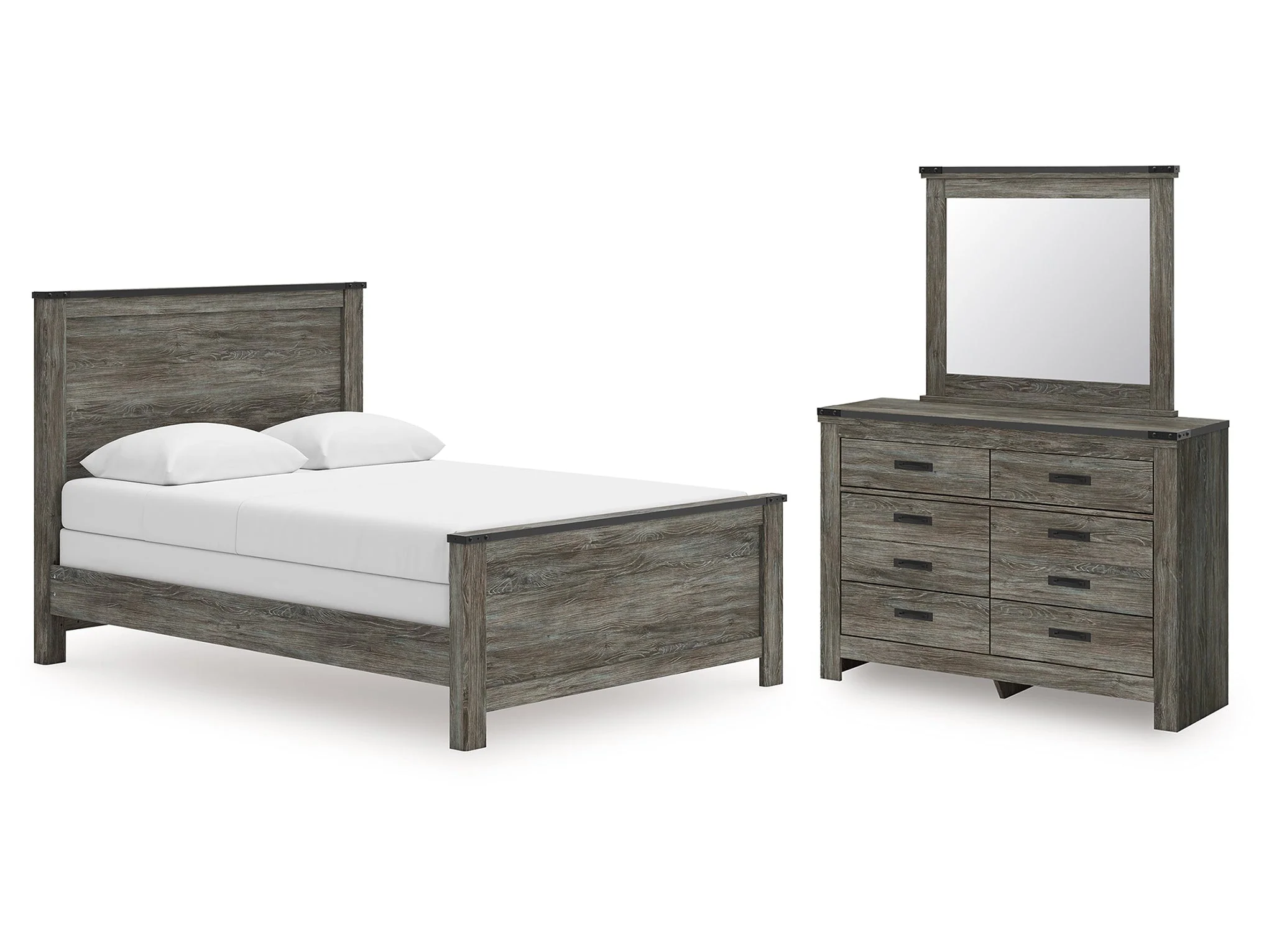 Frandern Gray Queen Panel Bed, Dresser and Mirror (Online Special Price)