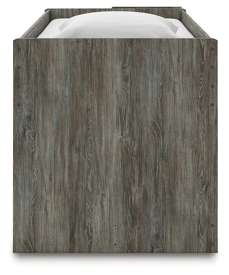 Frandern Gray Twin Loft Bed with Bookcase Storage - Image 7