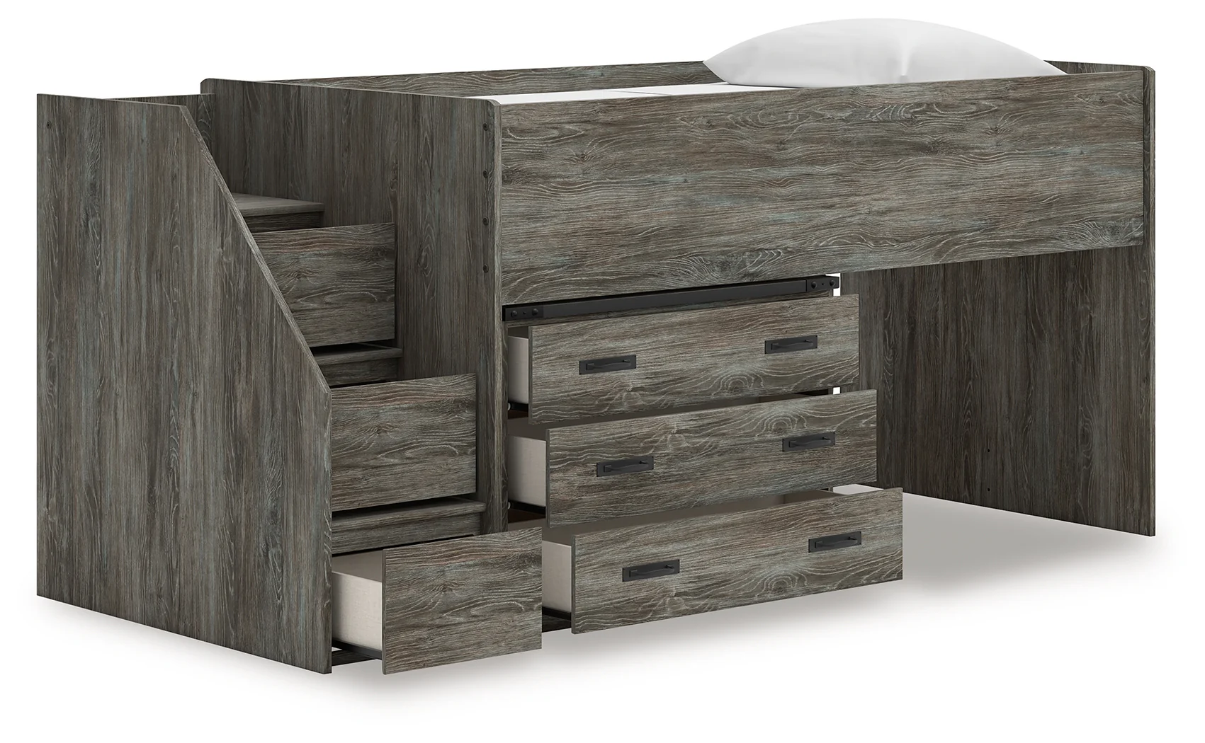 Frandern Gray Twin Loft Bed with Drawer Storage - Image 3