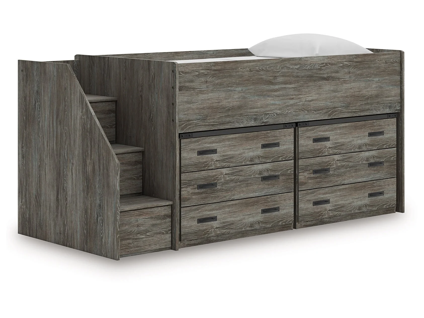 Frandern Warm Gray Twin Loft Bed with Drawer Storage (Online Special Price)