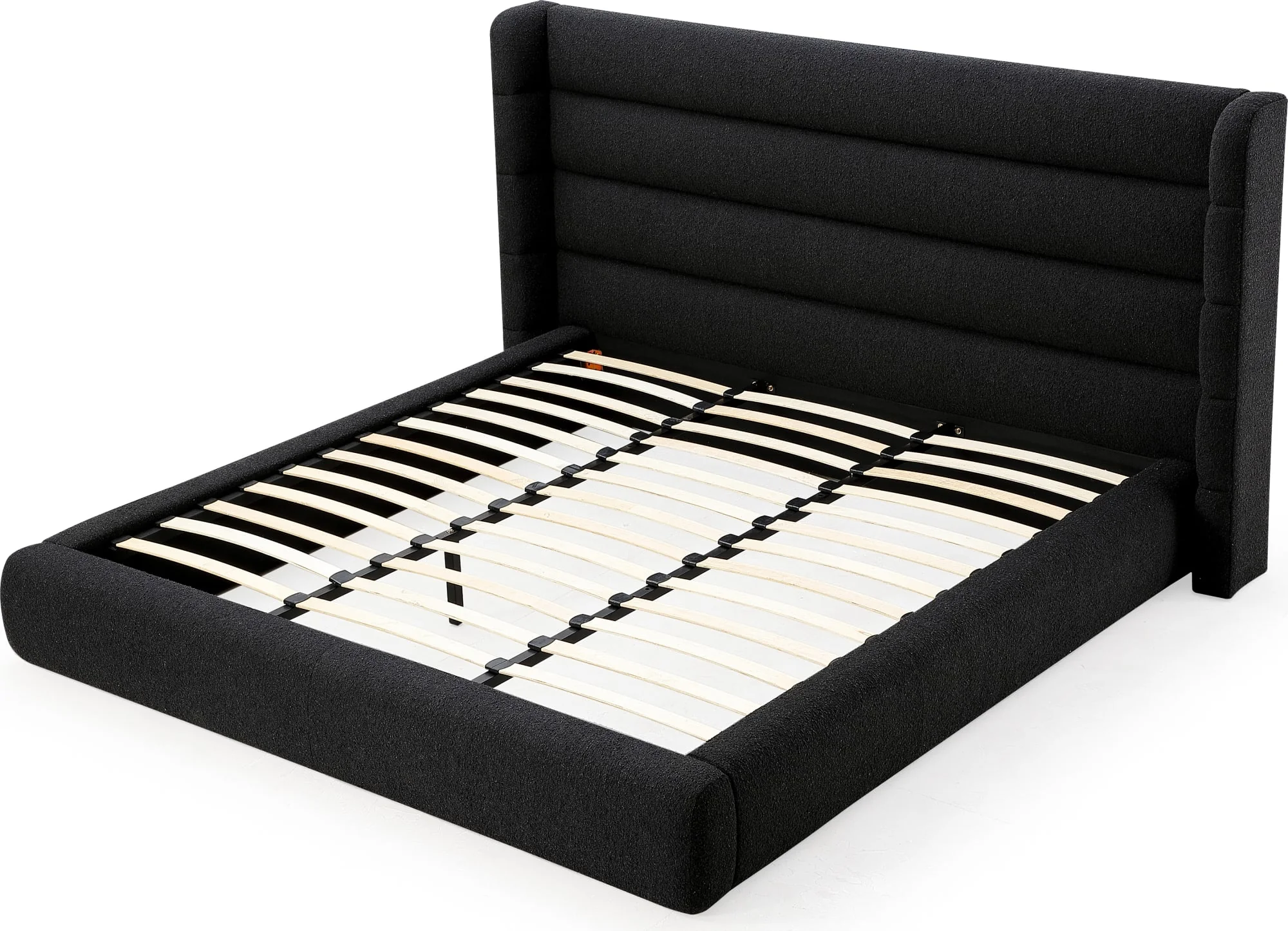 Frank Ember King Upholstered Wingback Platform Bed - Image 4
