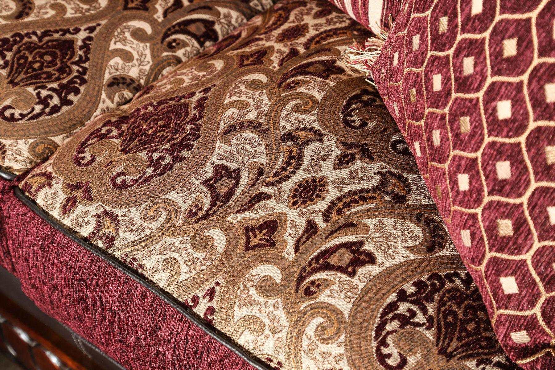 Franklin Burgundy & Espresso Stationary Sofa - Image 5
