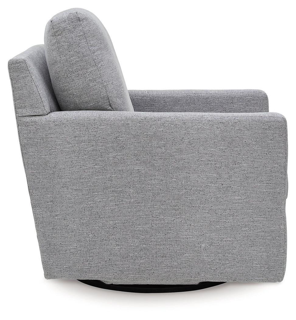 Freybourne Next-Gen Nuvella Pewter Swivel Accent Chair - Image 4