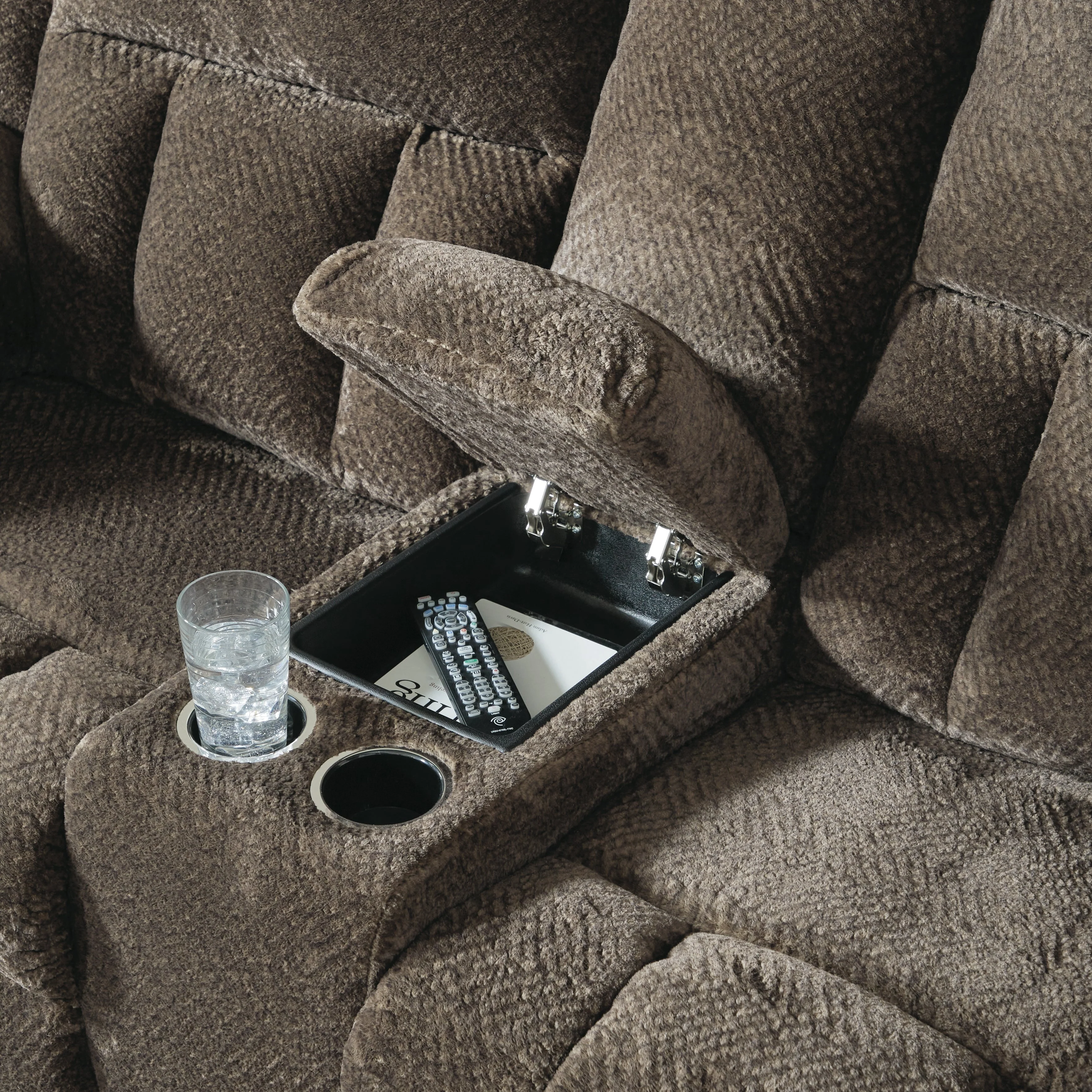 Frohn Chocolate Reclining Loveseat w/Console (Online Special Price) - Image 8