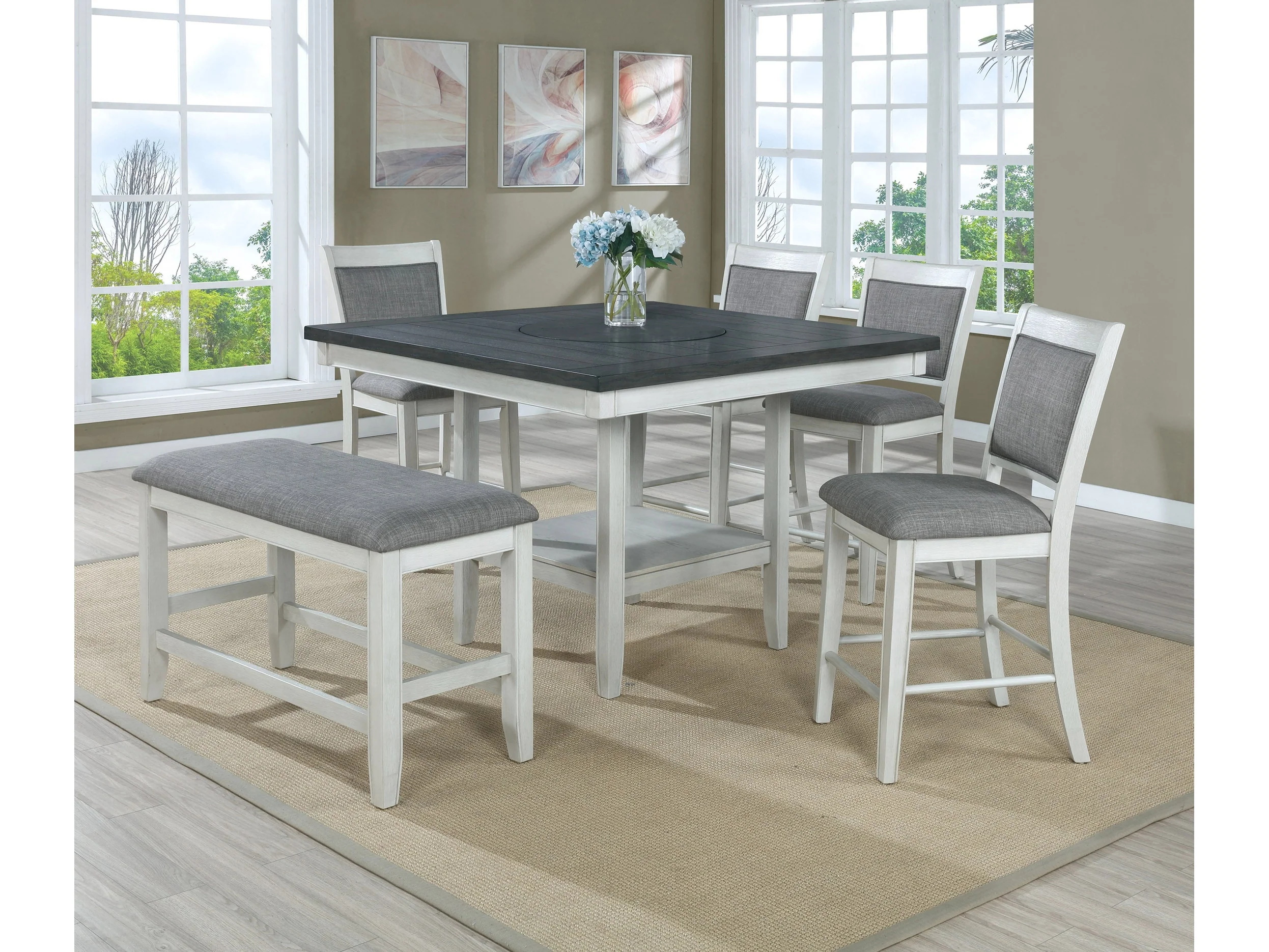 Fulton Chalk/White Counter Height Dining Set