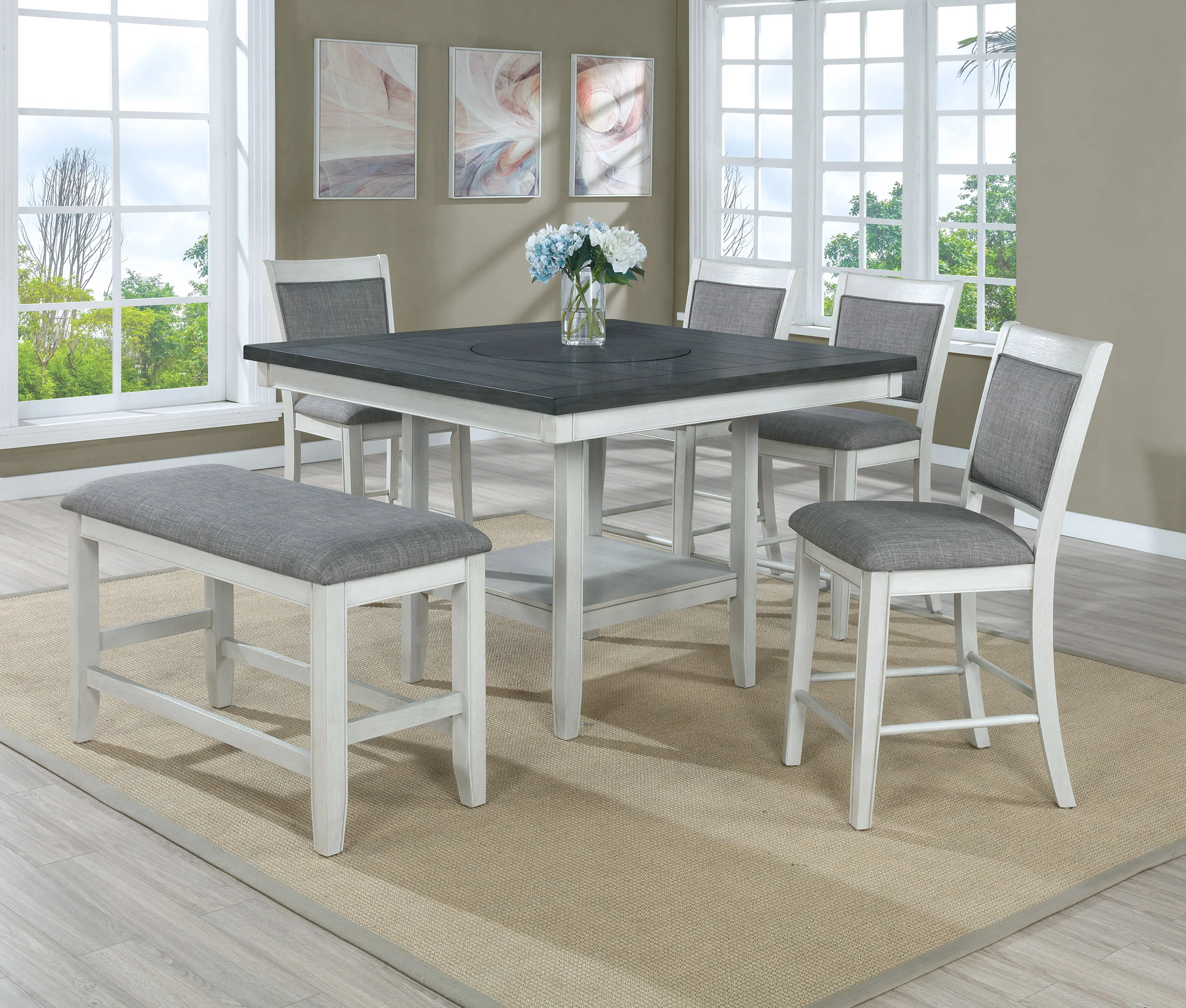 Fulton White Counter Height Dining Bench - Image 3