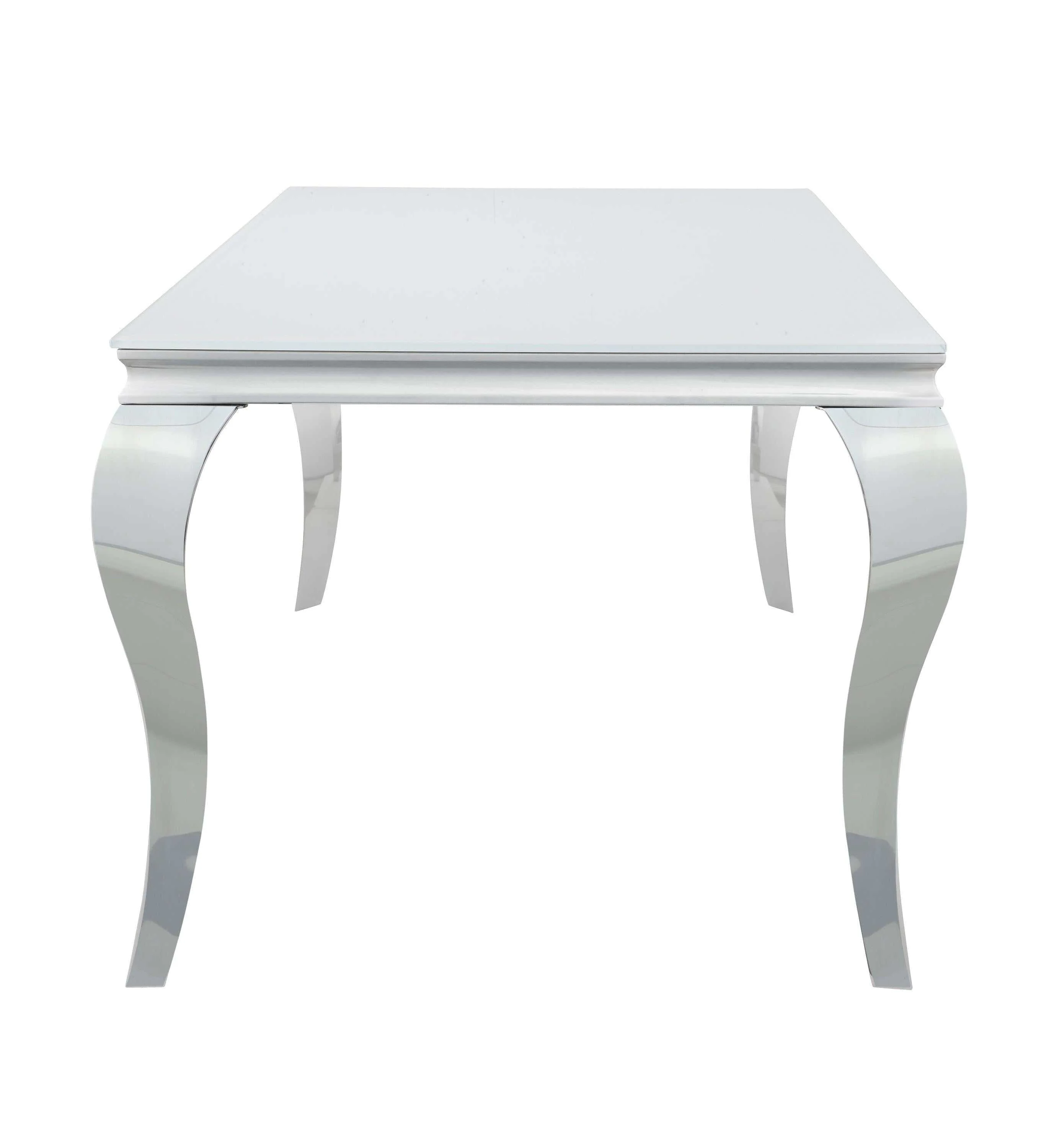 Carone White & Chrome Glass Top Dining Table - Image 3