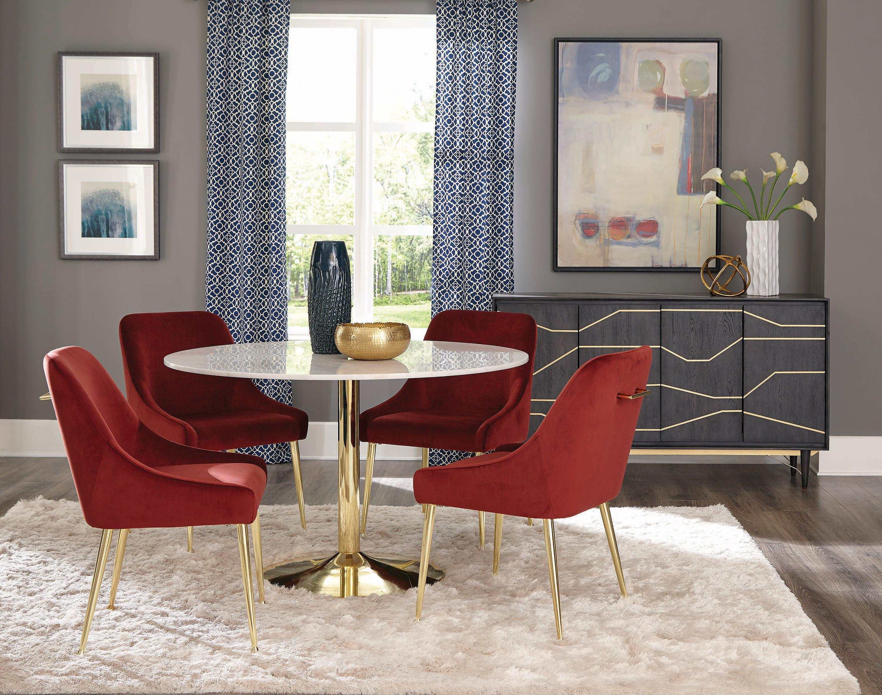 Kella Natural Marble & Gold Round Dining Table - Image 4