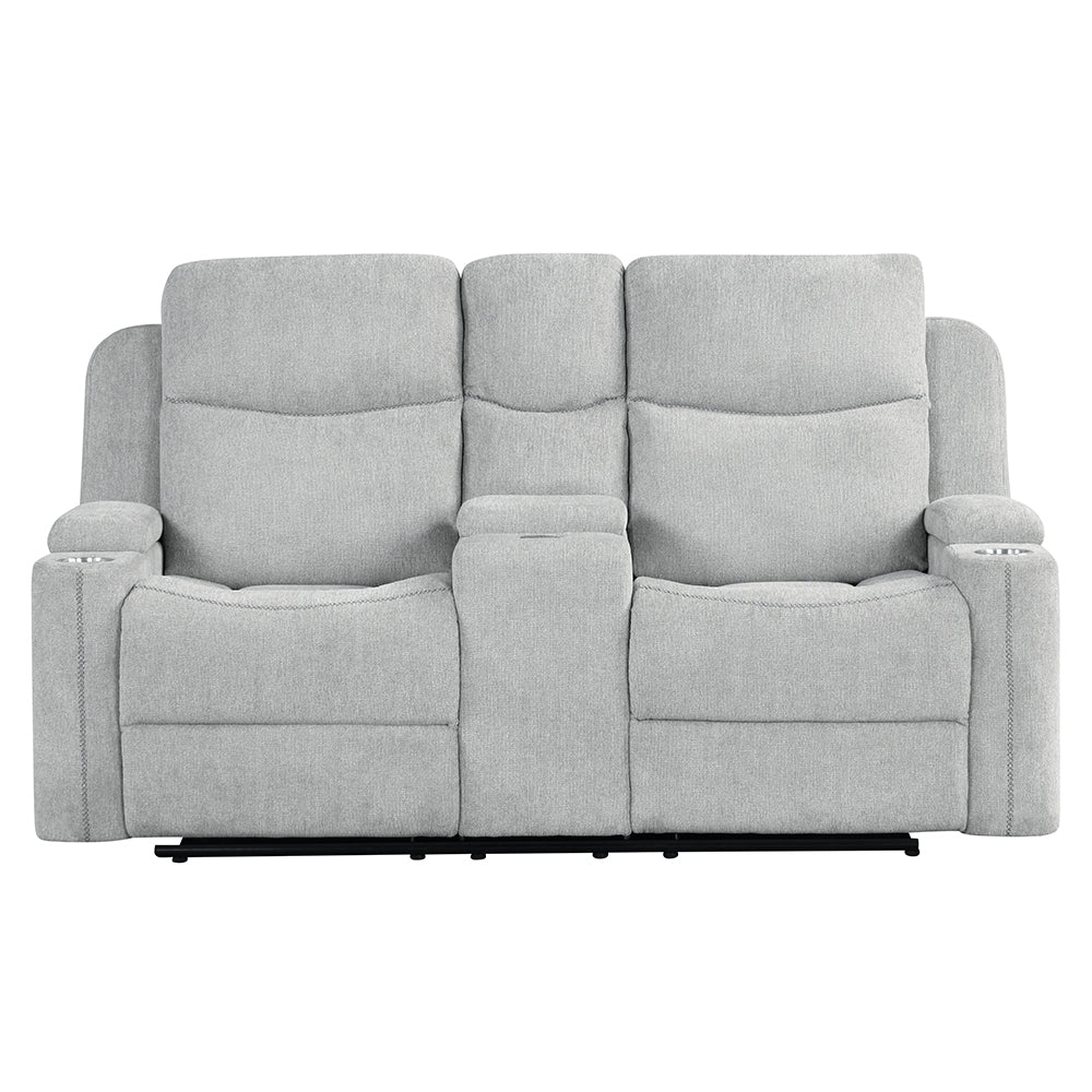 Galya Light Gray Motion Loveseat w/Console - Image 3