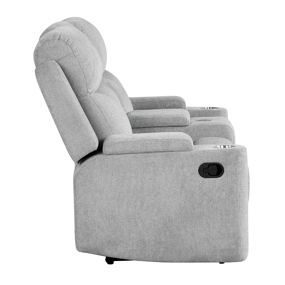 Galya Light Gray Motion Loveseat w/Console - Image 4