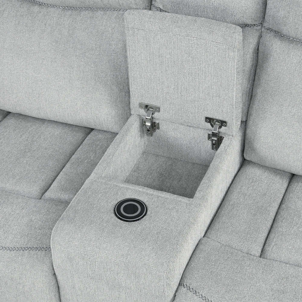Galya Light Gray Motion Loveseat w/Console - Image 7