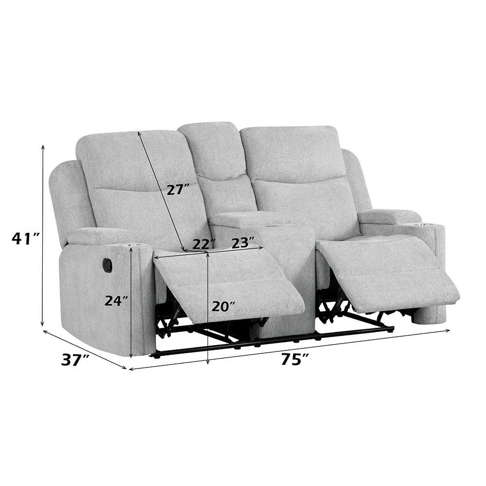 Galya Light Gray Motion Loveseat w/Console - Image 9