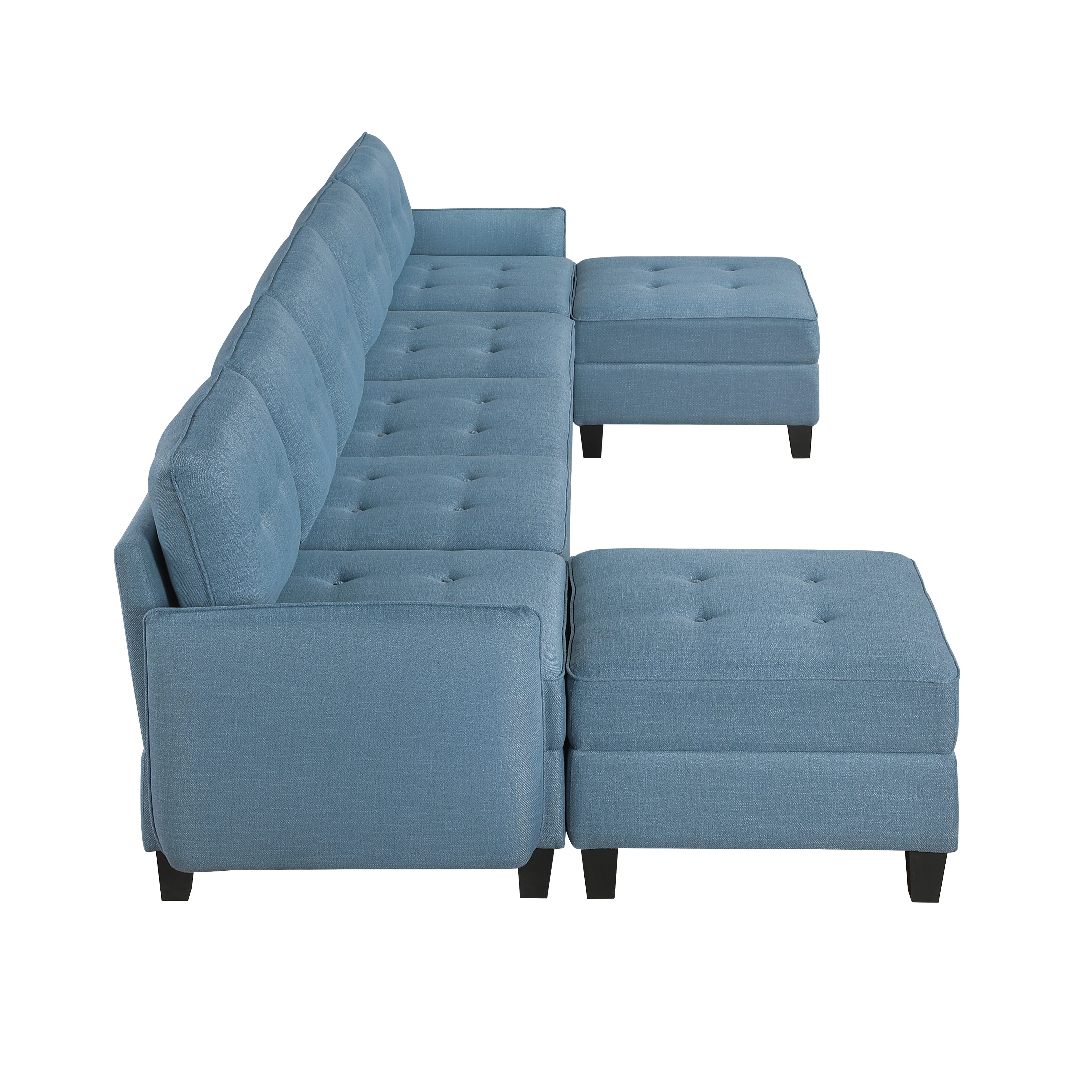 Garren Blue 7-Piece Sectional with Storage and Two Ottomans - Image 3